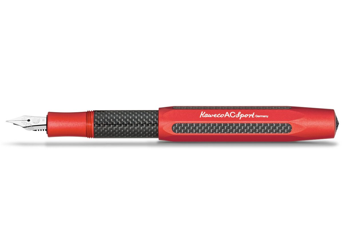 Kaweco Füllfederhalter Kaweco AC Sport Füllhalter Rot, Breit Stahl blank
