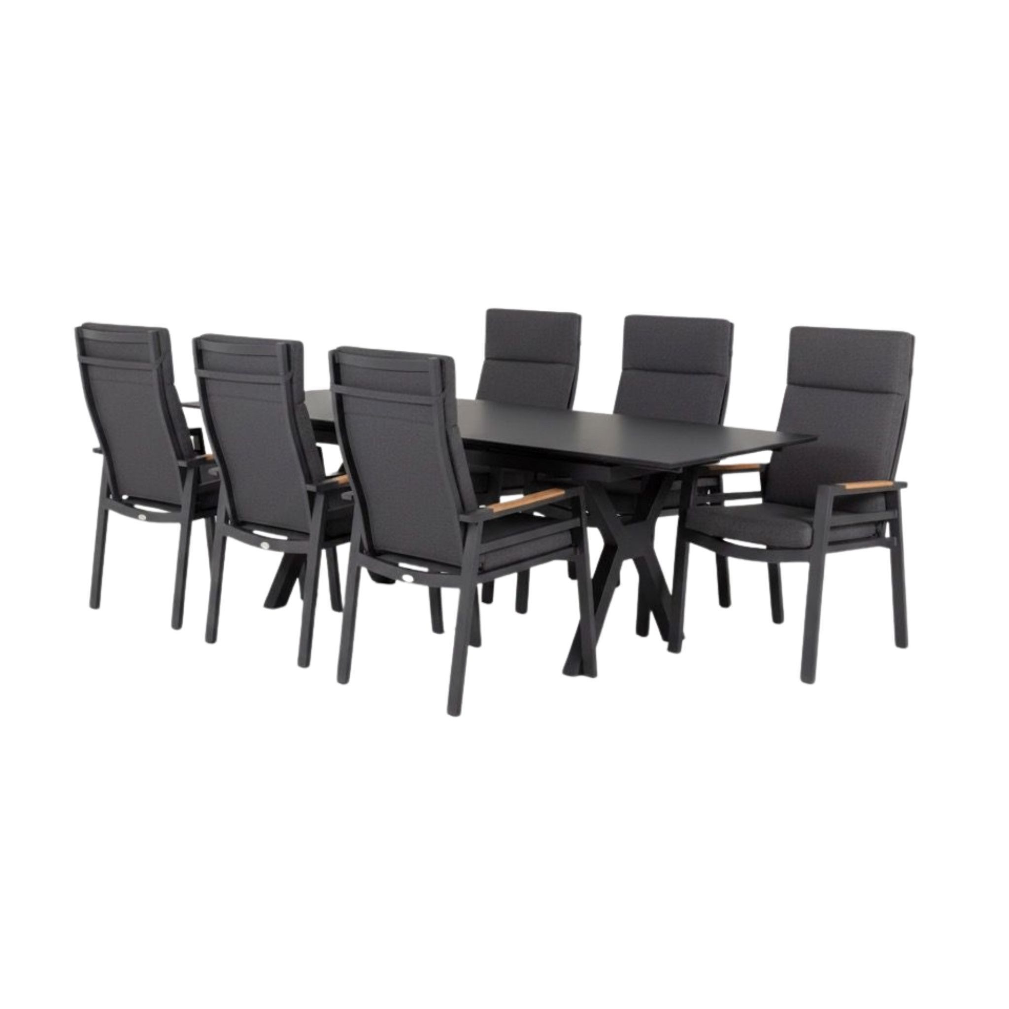 MR.DEKO Gartenlounge-Set Gartenmöbelset Relaxsessel Sevilla mit Tisch Granada 160/210 x 90 cm