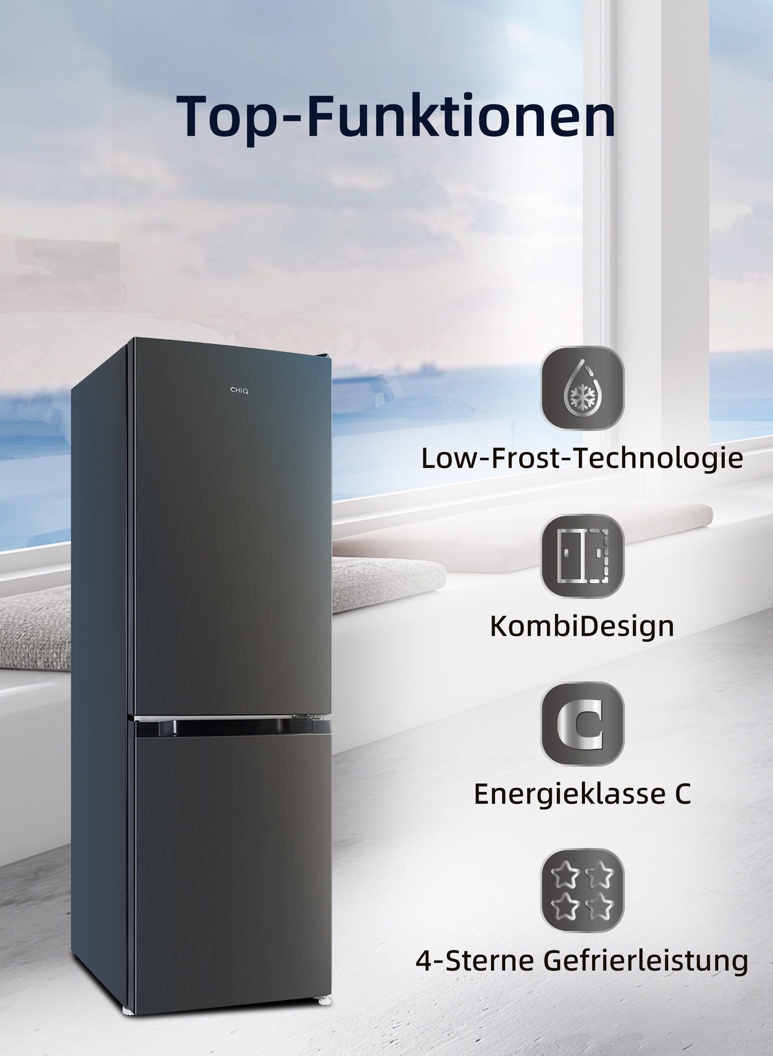 CHiQ Kühl-/Gefrierkombination CBM157LC, 144 cm hoch, 47.4 cm breit, 157L EEK C Kühlschrank,12 Jahre Garantie*, 121kWh/Jahr