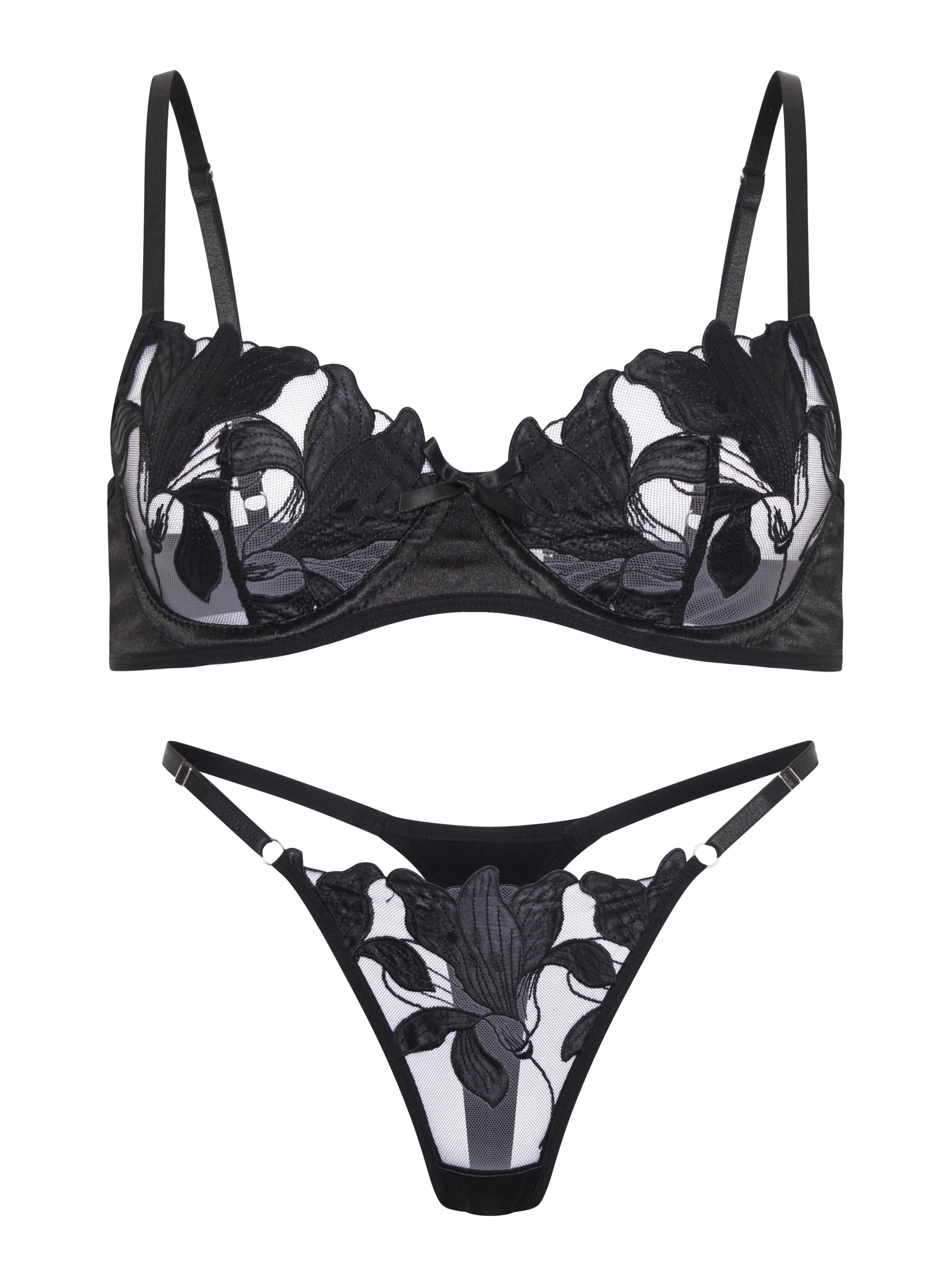 Elegant Love Set: Bügel-BH Feines Dessous-Set – Luxuriöse Damenunterwäsche mit BH & String (Set, 2-tlg., mit Tanga) Sexy Spitzen-Lingerie-Set – Reizwäsche für besondere Anlässe