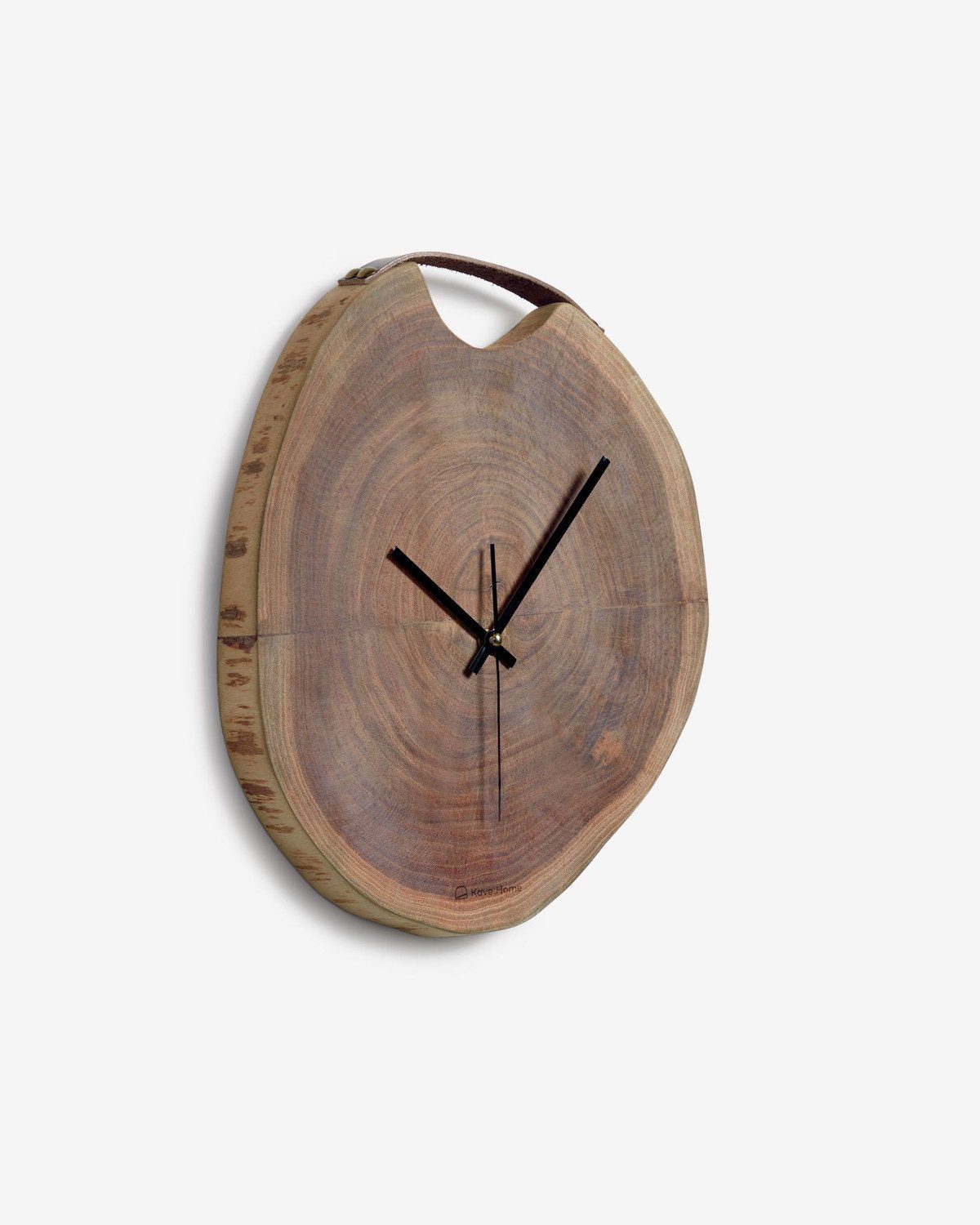 Wanduhr Wanduhr Juliana aus massivem Akazienholz rund 30x35 cm Durchmesser