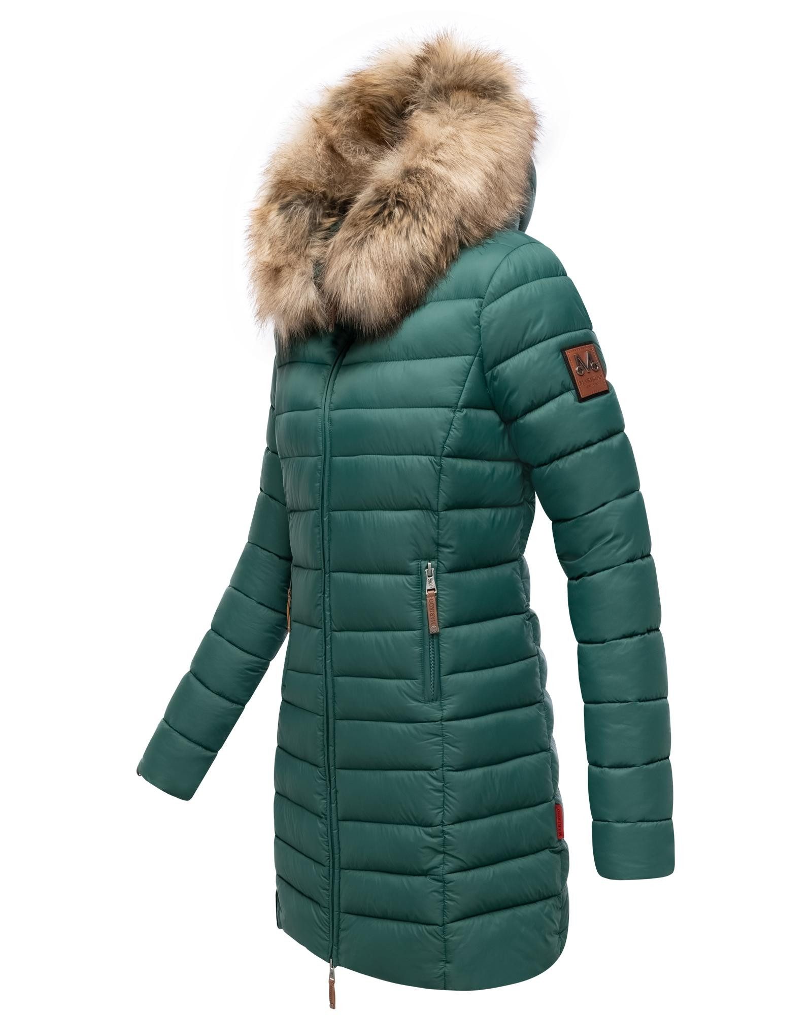 Marikoo Steppmantel Rose-Stepp zeitloser Winterparka mit großer Kunstfellkapuze