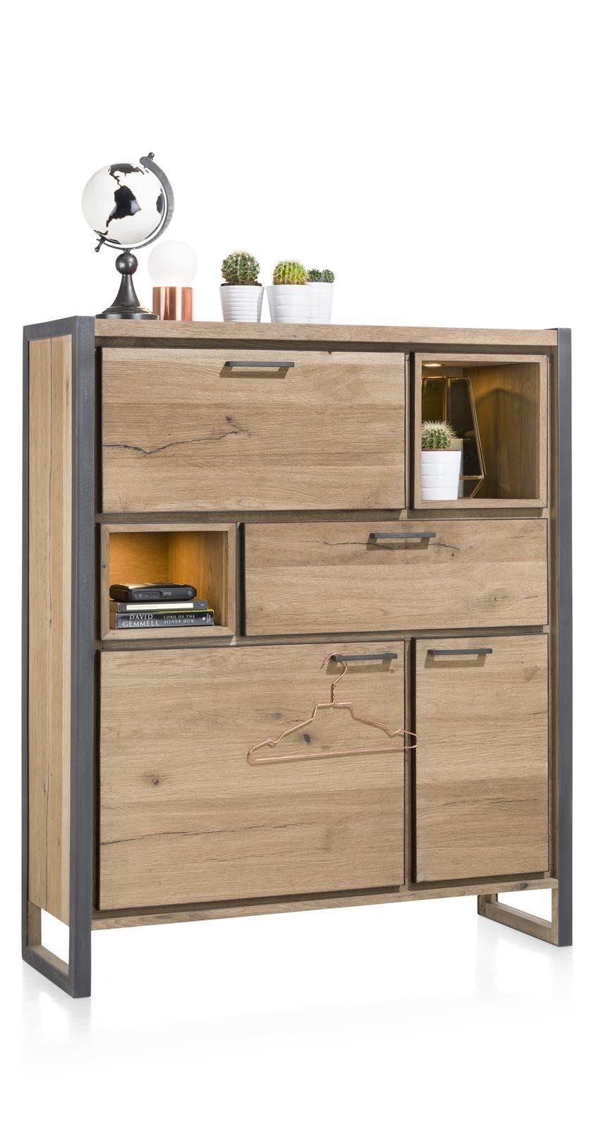 Henders & Hazel Highboard Metalo Eiche Railway brown furniert