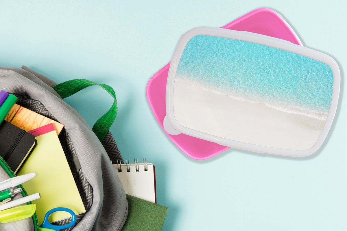 Snackbox, Blau Wasser - Brotdose MuchoWow Kinder, Lunchbox Kunststoff, Brotbox Kunststoff Strand, - Mädchen, (2-tlg), für rosa Erwachsene,