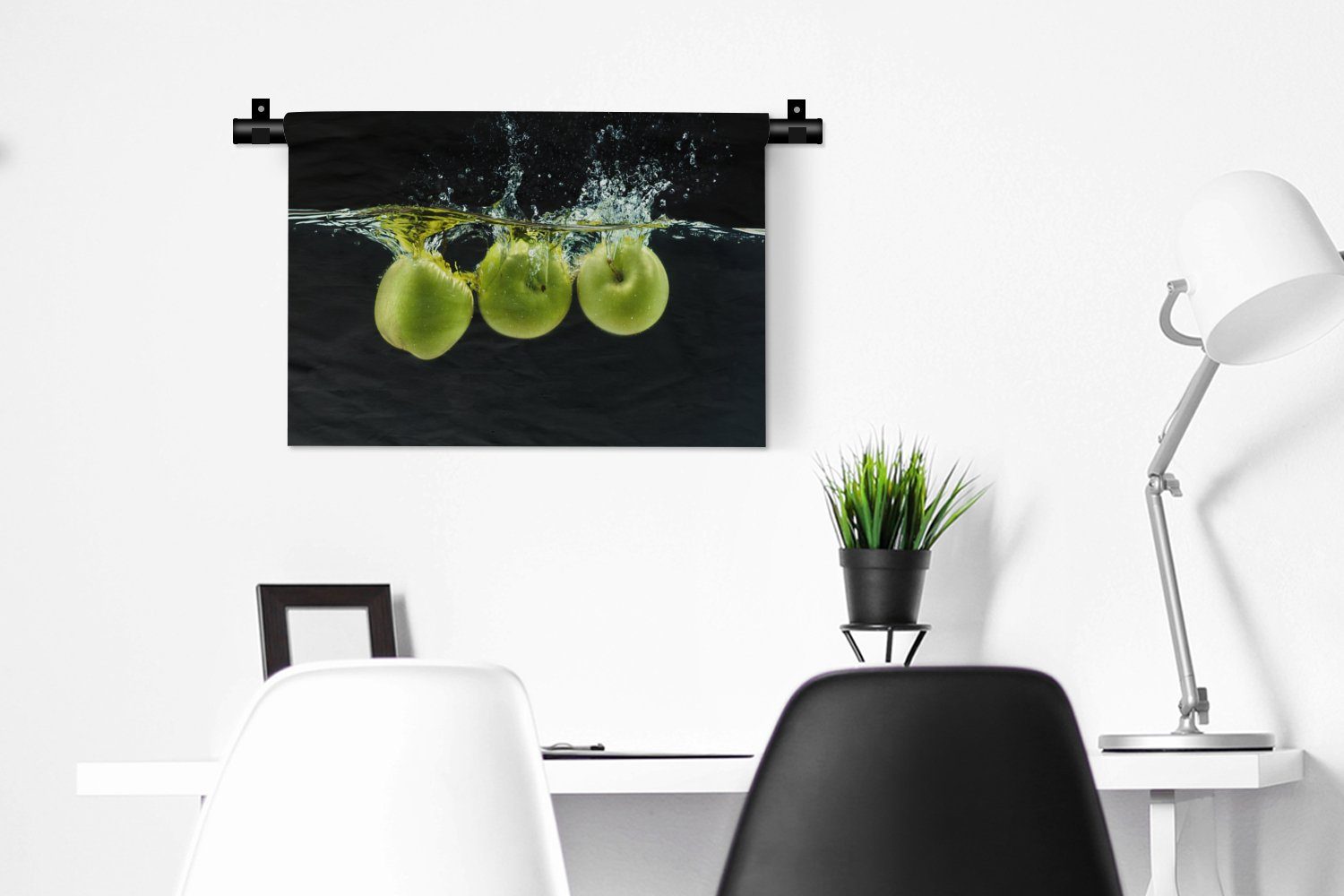 Wanddekoobjekt Wanddeko - - Wandbehang, Schwarz MuchoWow Grün, Wasser - Kleid, Äpfel Schlafzimmer, Wohnzimmer, Kinderzimmer - für Obst