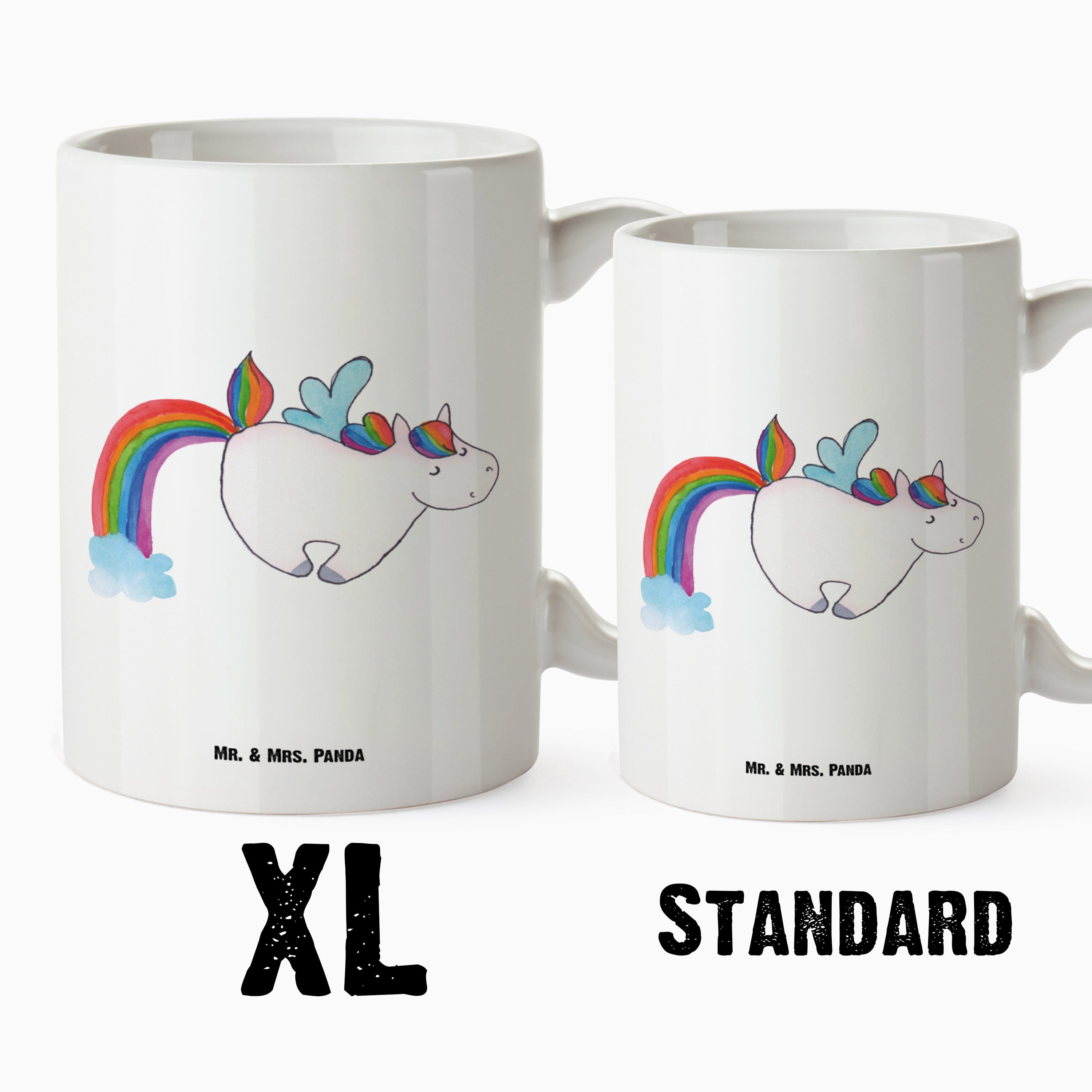 Keramik Tasse Mrs. Panda Weiß Einhorn Pegasus Becher, Geschenk, XL Mr. Unicorn, XL Tasse & - - Erwachsenwerde,