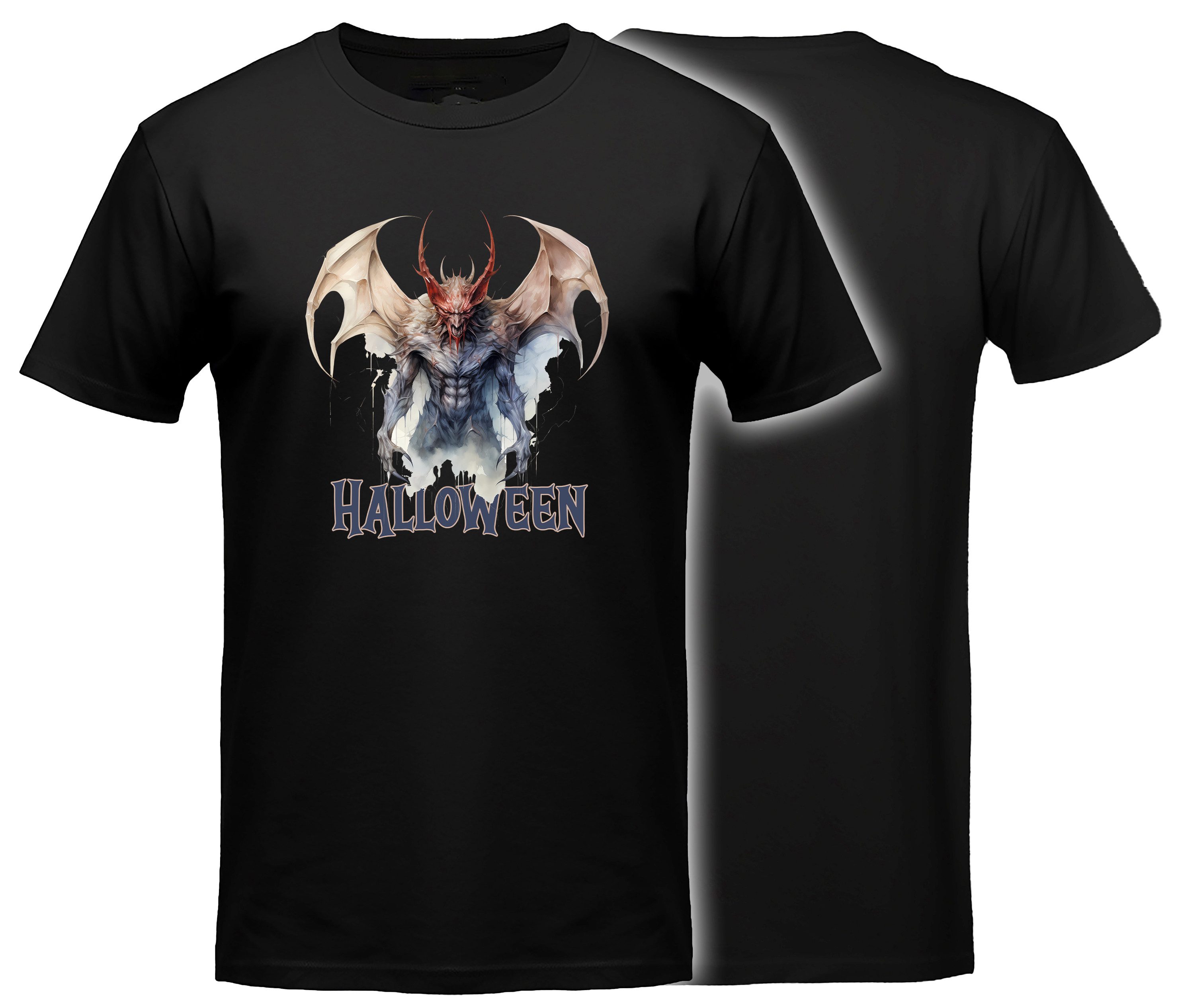 MyDesign24 T-Shirt Gothic kurzarm Shirt - düsteres Wesen Halloween T-Shirt schwarz Regular Fit Gr.S i389