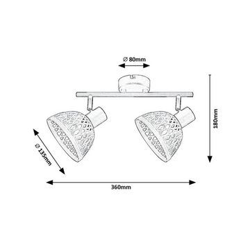 Rabalux Deckenleuchte, ohne Leuchtmittel, Rattan-Lampe, ind.spot.E14 2xMAX15W, Schwarz