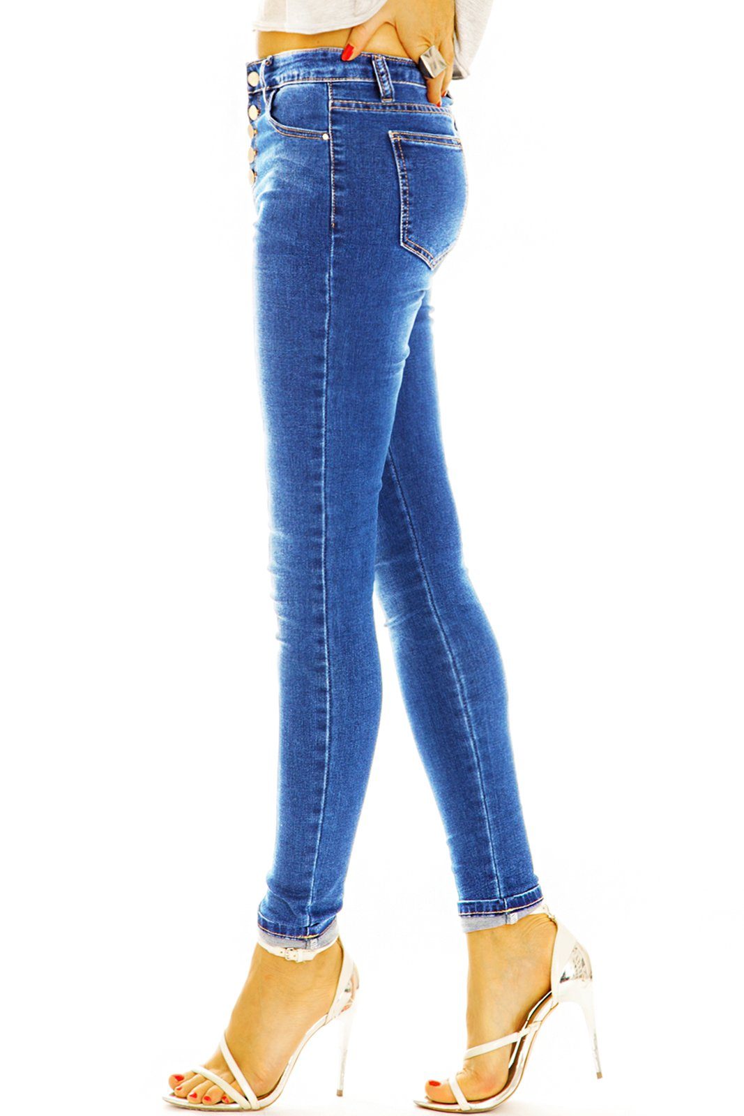 be styled Skinny-fit-Jeans Medium waist Röhren Hose mit Knopfleiste skinny Jeans - Damen - j4e mit Stretch-Anteil