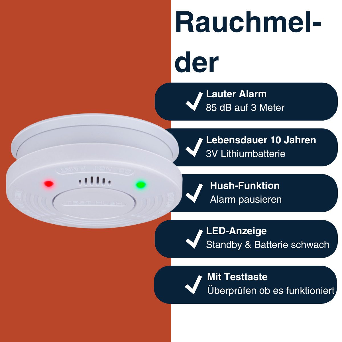 Grundig Grundig Rauchmelder 10 Jahre Batterie mit Optischem Sensor Rauchmelder