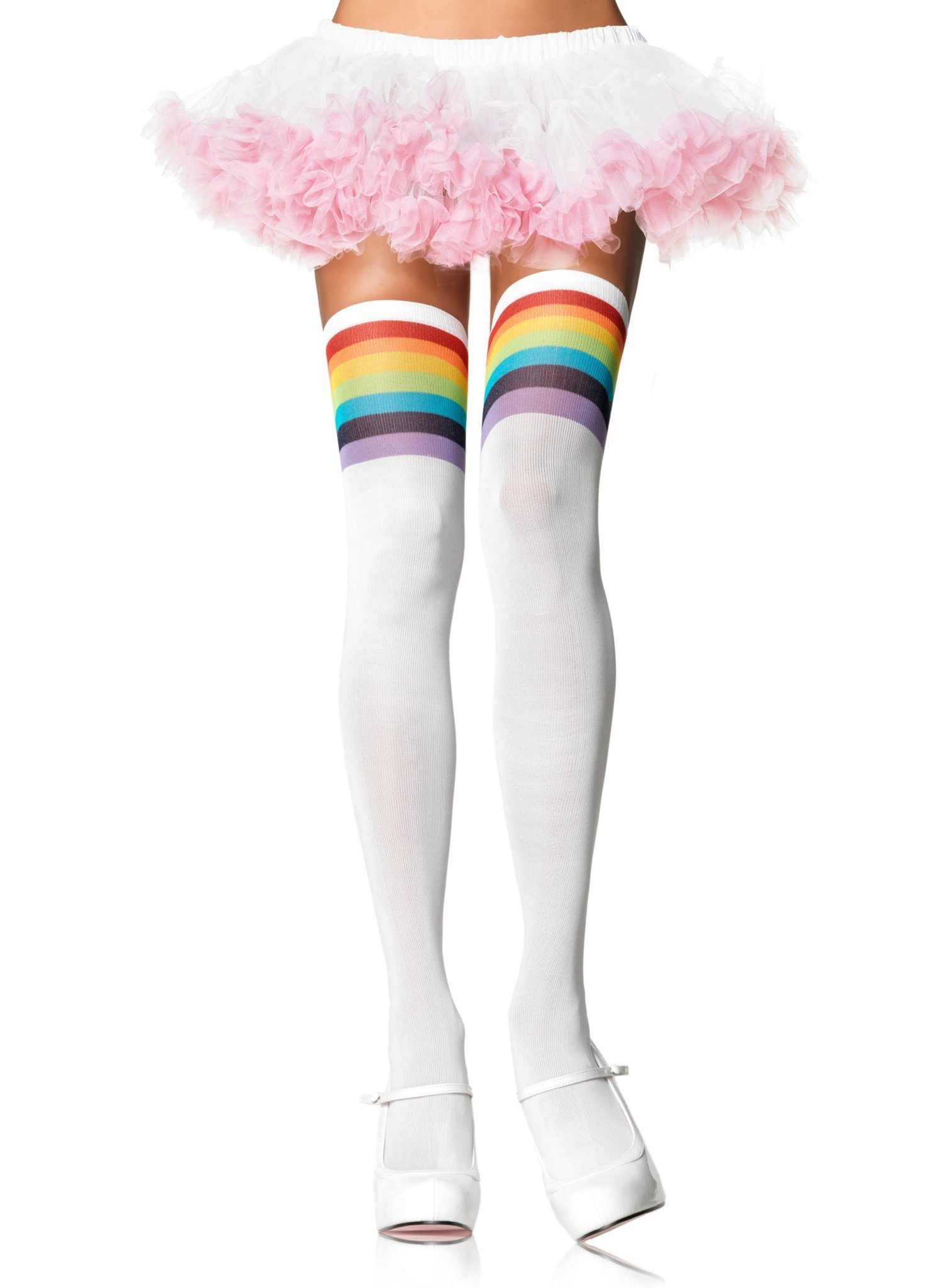 Overknees Halterlose Strümpfe mit bunten Ringeln