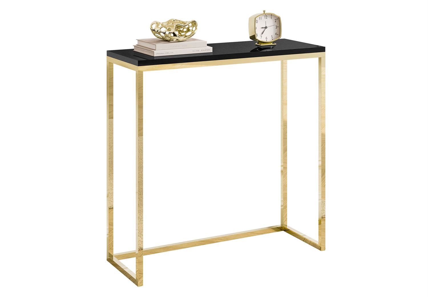 Lookway Konsolentisch MODERN II HOCHGLANZ GOLD CHROM 80/100 cm (1x Konsole), Breite 80/100 cm, Höhe: 80 cm, Tiefe: 30 cm