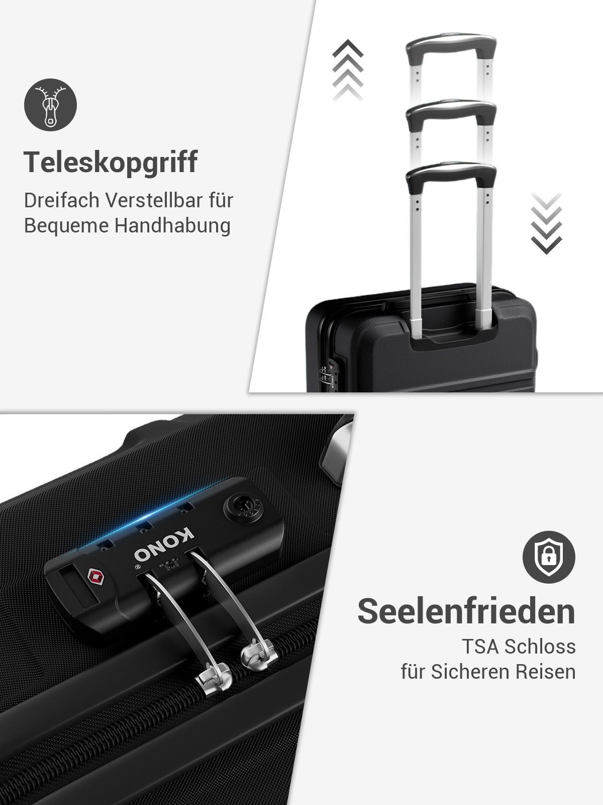 KONO Handgepäckkoffer und Taschen Set in verschiedenen Farben und Größen – Bild 3 von 5