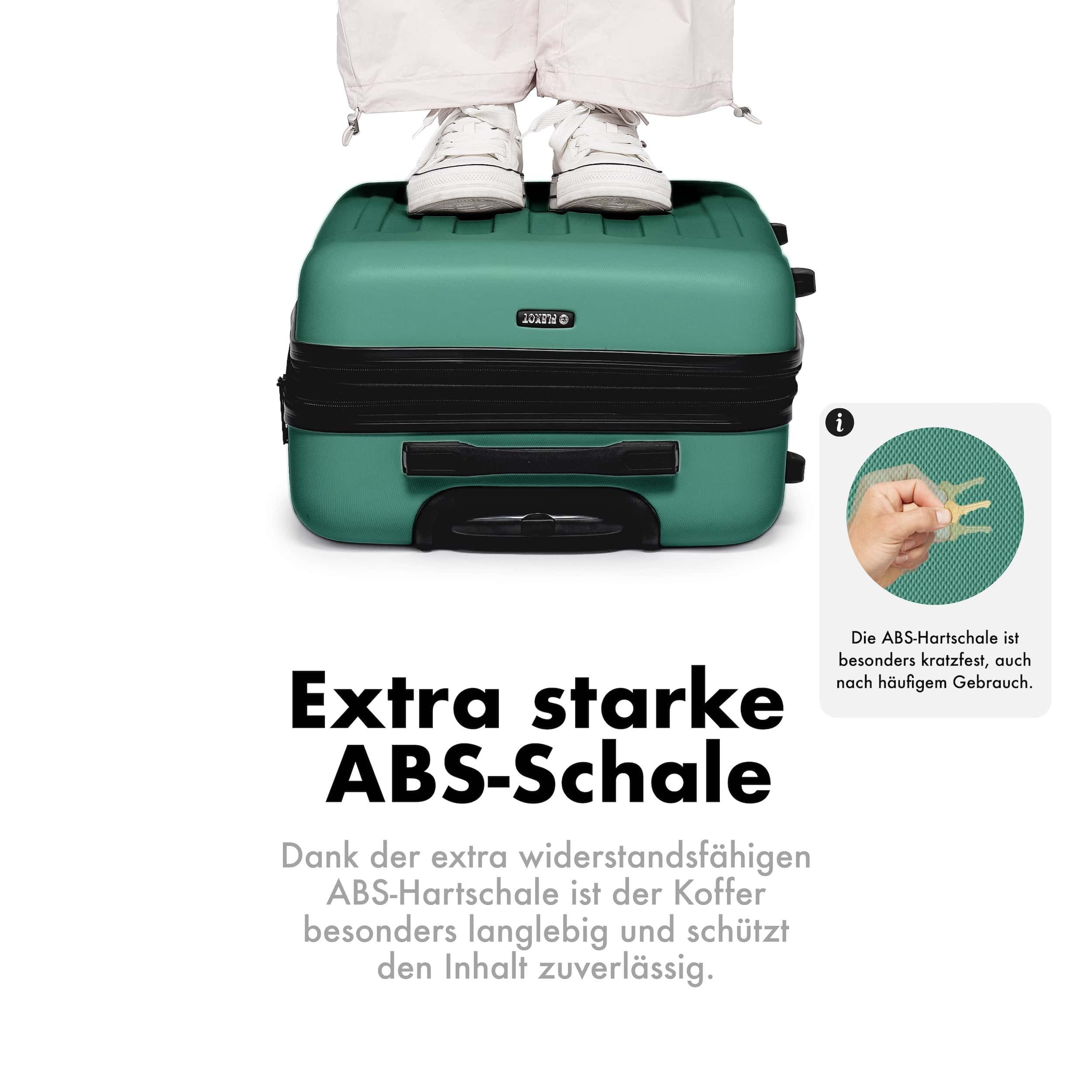 Flexot Hartschalen-Trolley F-3045 (Gr. M, L, XL) – Kofferset – ABS-Hartschale, 4 Rollen, Robuster und moderner Koffer mit vier 360° Rollen und Zahlenschloss – Bild 4 von 5