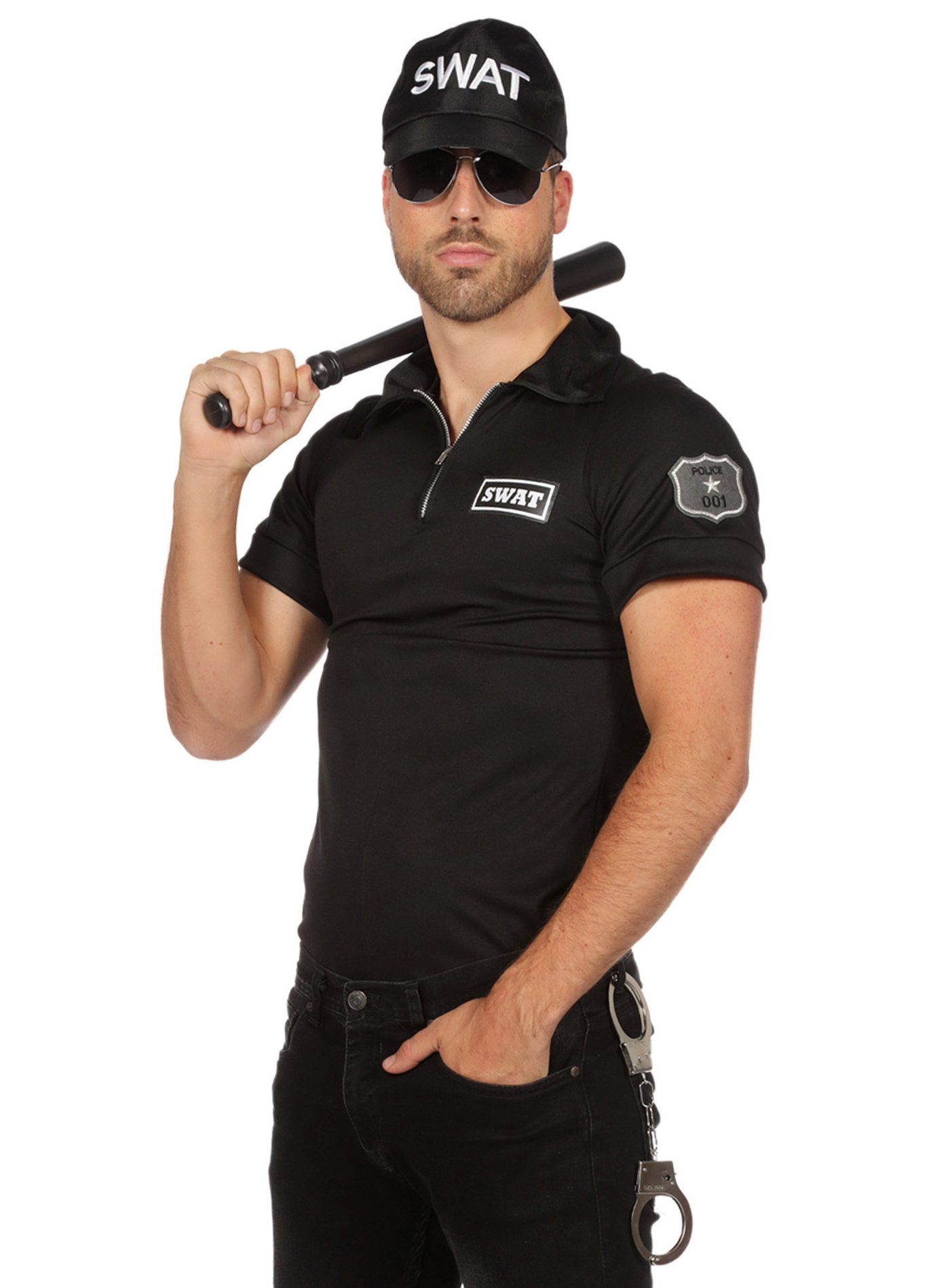 Metamorph Polizei-Kostüm SWAT Shirt für Herren, Hemd im Stil der Polizei-Sondereinheit