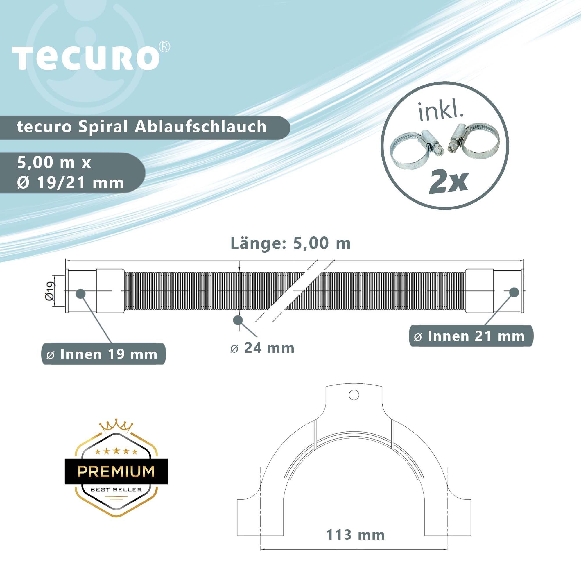 tecuro Schlauch Spiral Ablaufschlauch Ø 19/21 mm Waschmaschine Geschirrspül günstig online kaufen