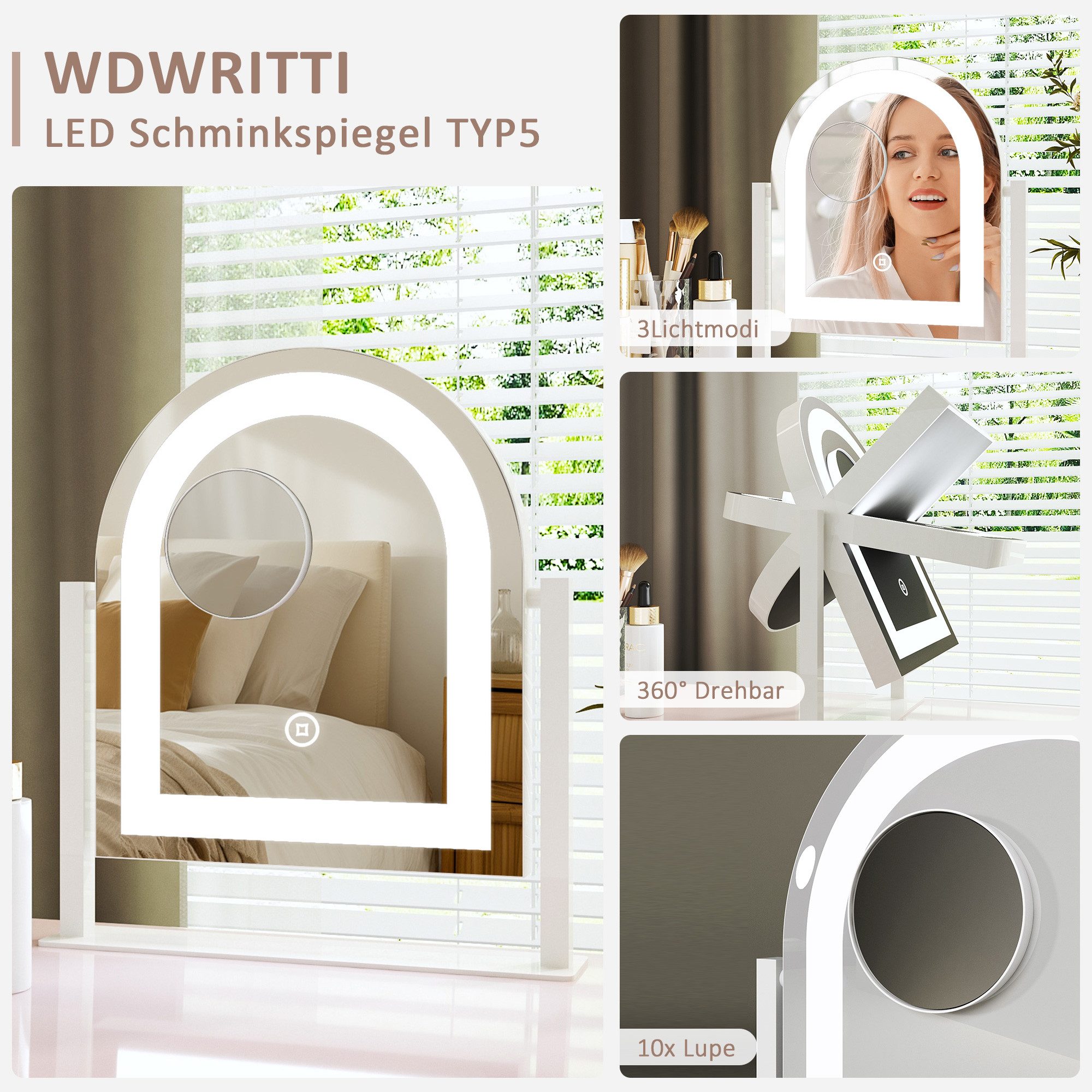 WDWRITTI Schminkspiegel LED Band Kosmetikspiegel 10 fach vergrösserung Kalt günstig online kaufen