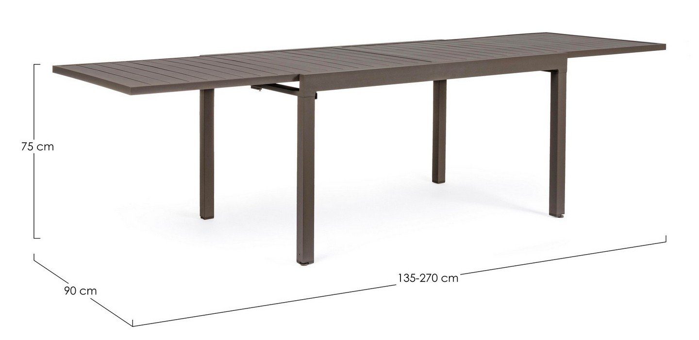 Natur24 Esstisch Tisch Pelagius 135-270x90x75cm Braun Aluminium Esstisch Tisch