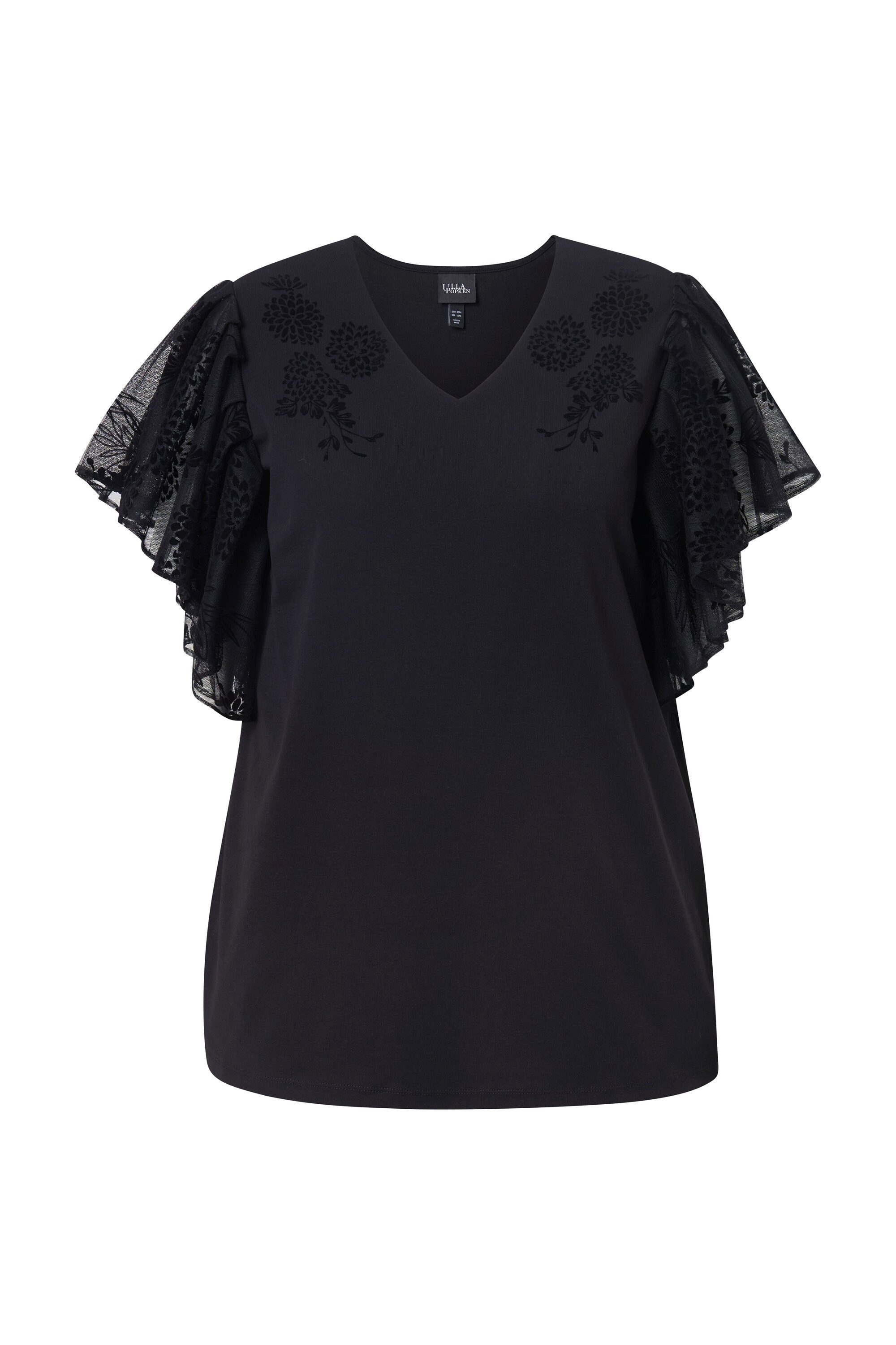 Ulla Popken T-Shirt T-Shirt Flockblüten V-Ausschnitt günstig online kaufen