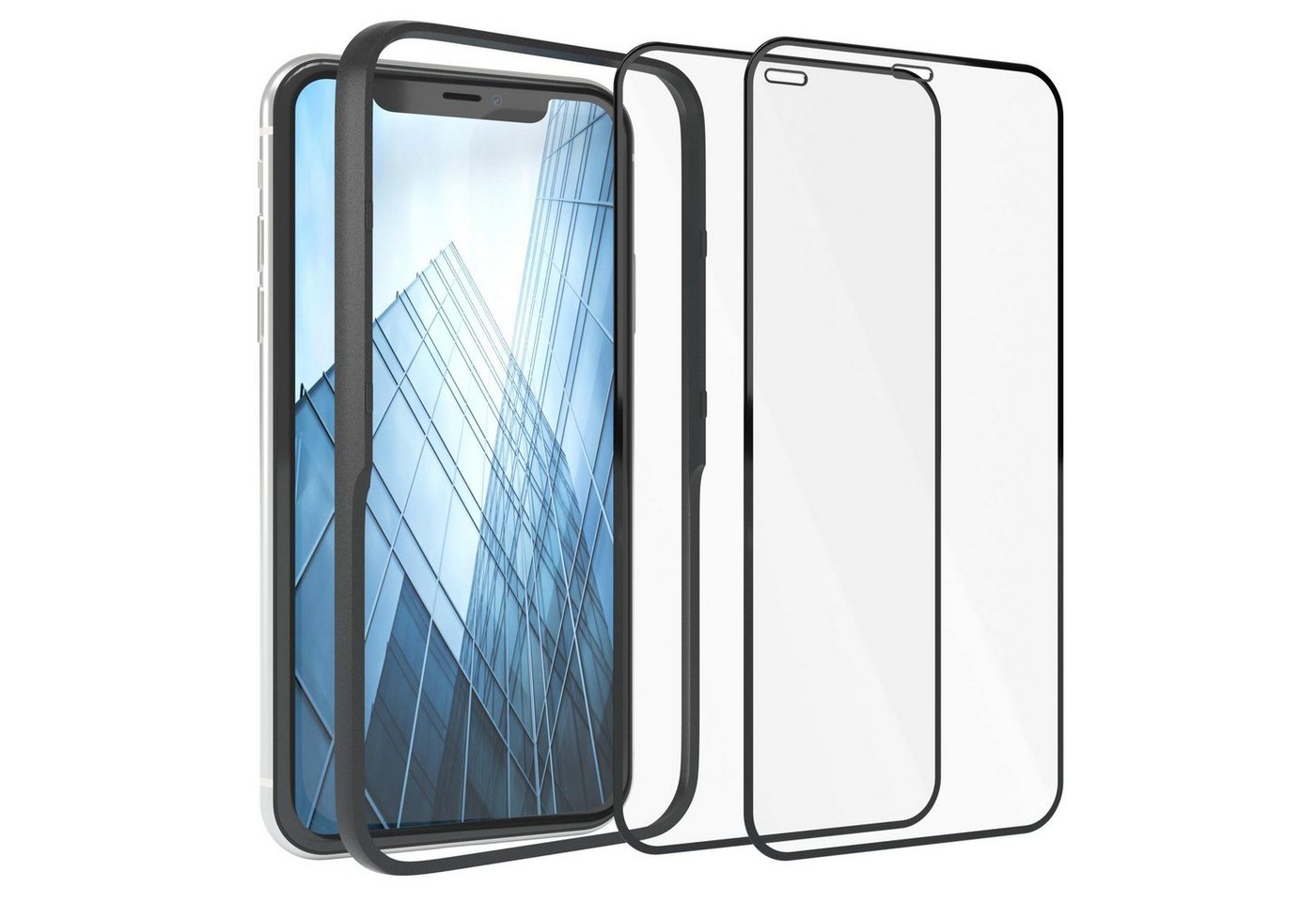 EAZY CASE Displayschutzfolie 2x Schutzglas für Apple iPhone XR, Bildschirmschutz Display Glasfolie 6,1 Zoll Panzerglas Glas 9H Folie