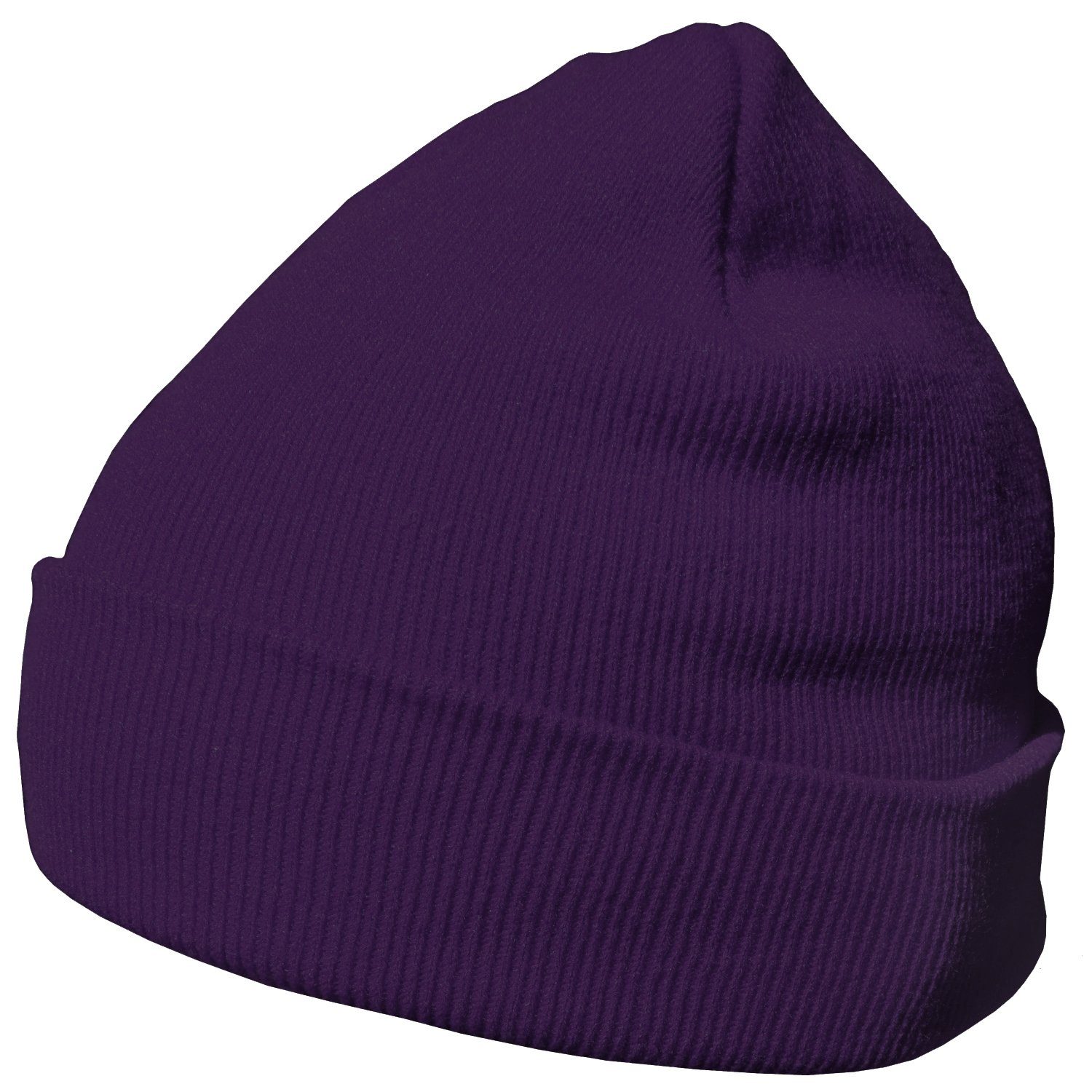 Wintermütze, Beanie DonDon Krempe Mütze dunkellila mit 1-St) (Packung, Design, klassisches Beanie