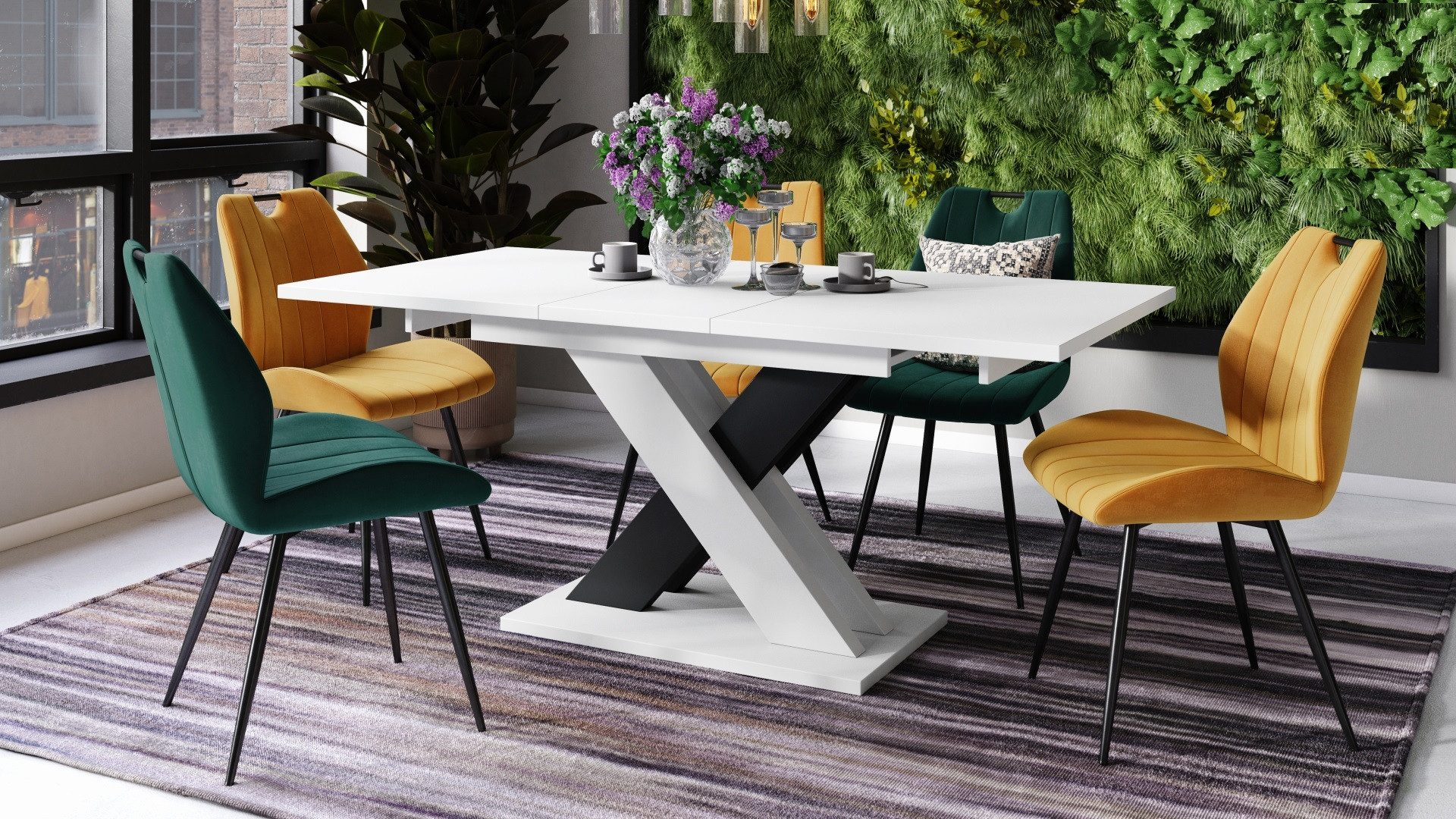 designimpex Esstisch Design Karo Tisch ausziehbar 140 - 180 cm Esszimmer