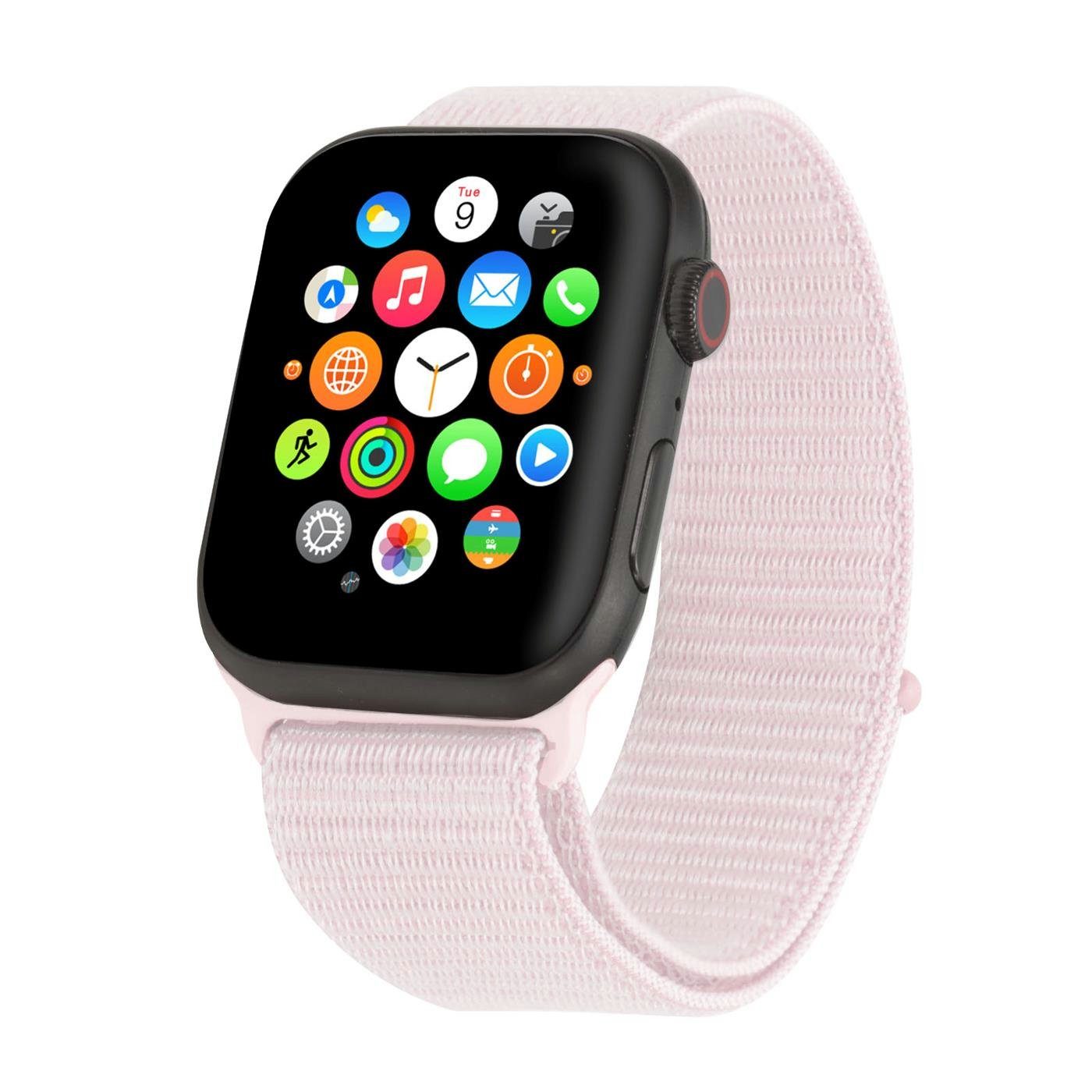 CoolGadget Smartwatch-Armband für Apple Watch Serie 2. Gen. mit 40mm Gehäuse, Stoff Uhren Nylon Band Ersatz mit Klettverschluss Hellrosa | Uhrenarmbänder
