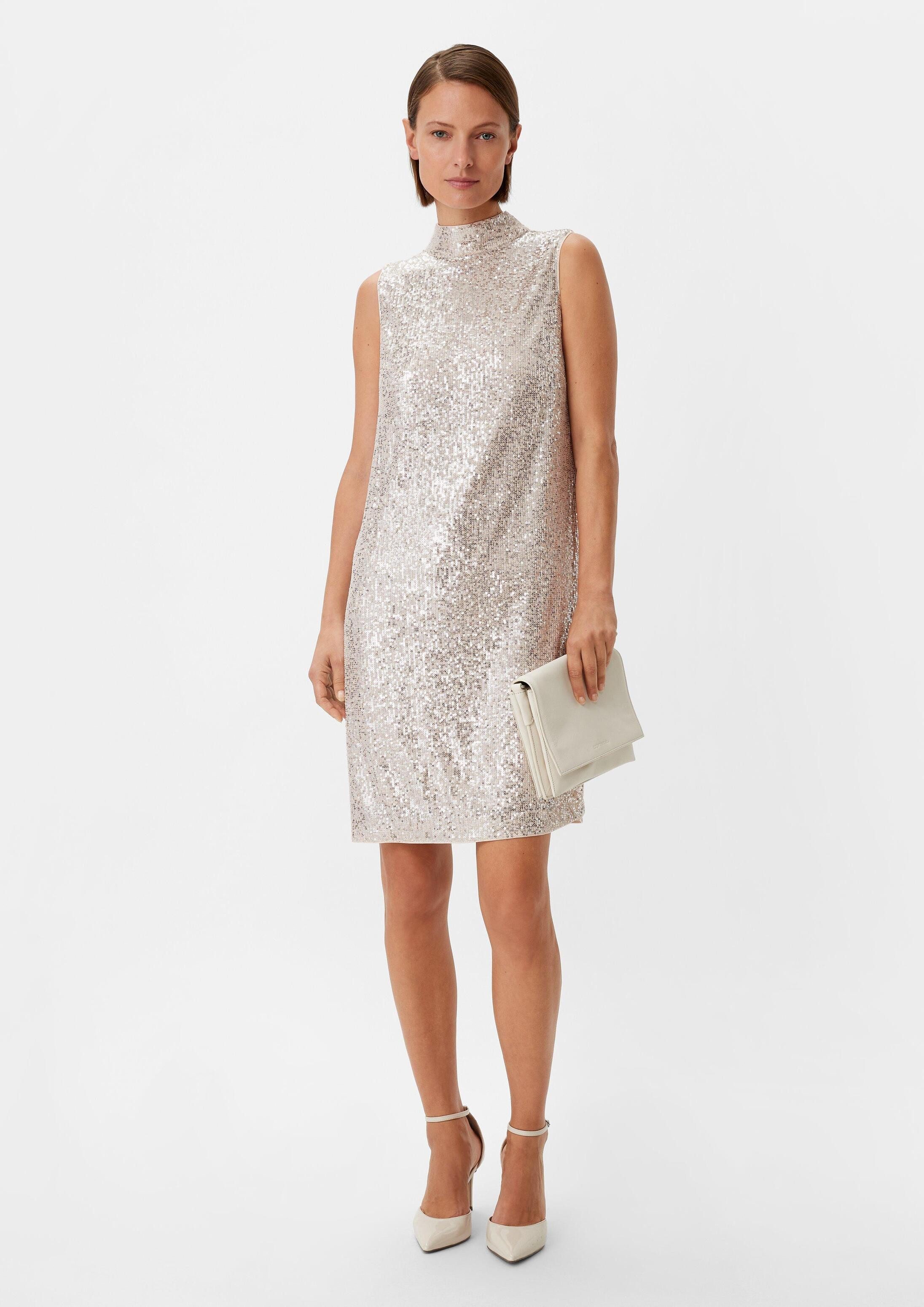 comma Minikleid Kleid Mesh-Kleid mit Pailletten