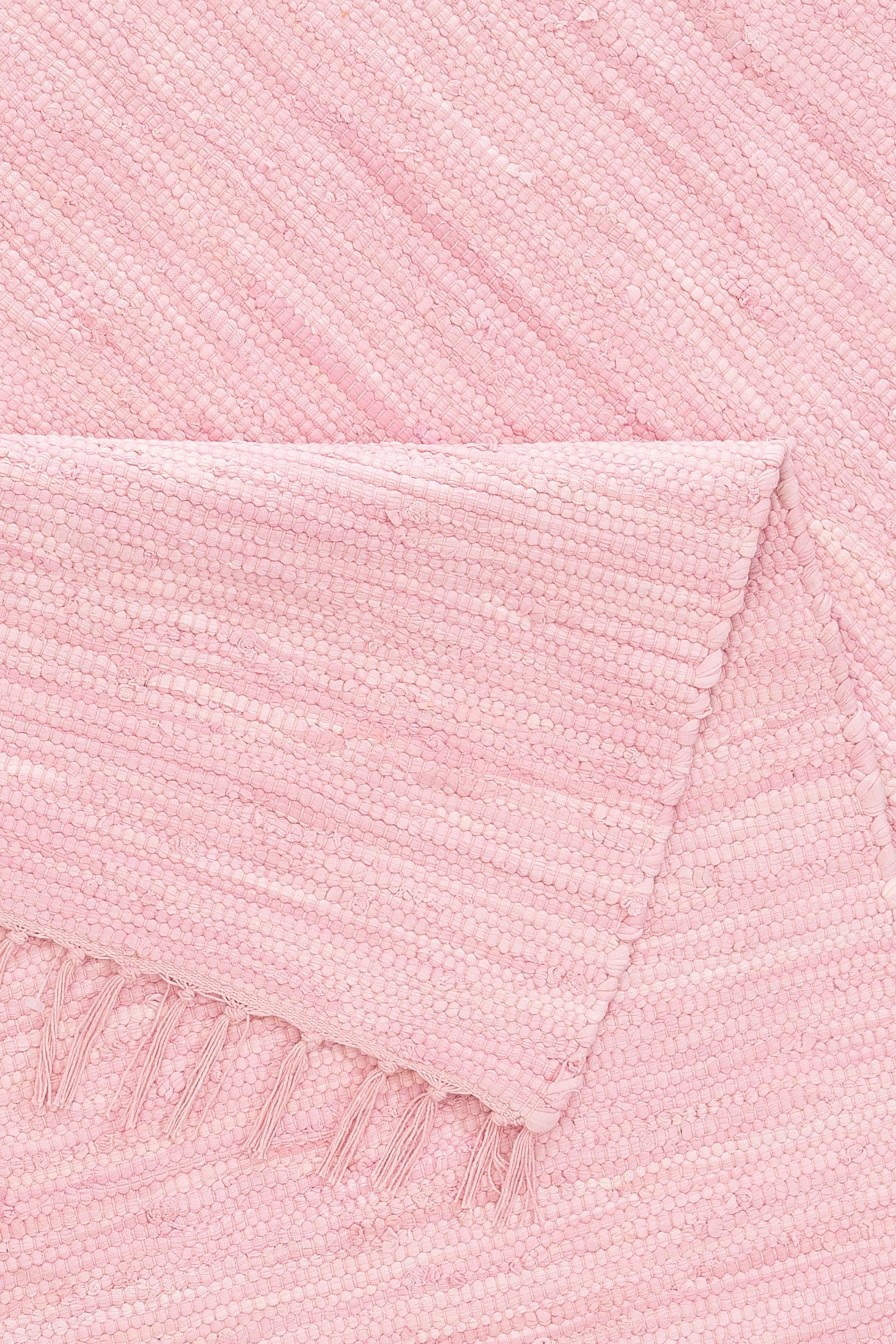 Teppich Paul, Lüttenhütt, handgewebt, 5 rechteckig, mit Fransen beidseitig rosa verwendbar, mm, Wendeteppich, Höhe