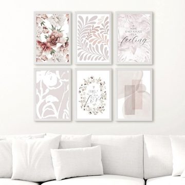 homestyle-accessoires Poster Bilderset HOME IS A FEELING - FAMILY LOVE 6er SET DIN A4 ODER DIN A3 Prints, Ohne Bilderrahmen