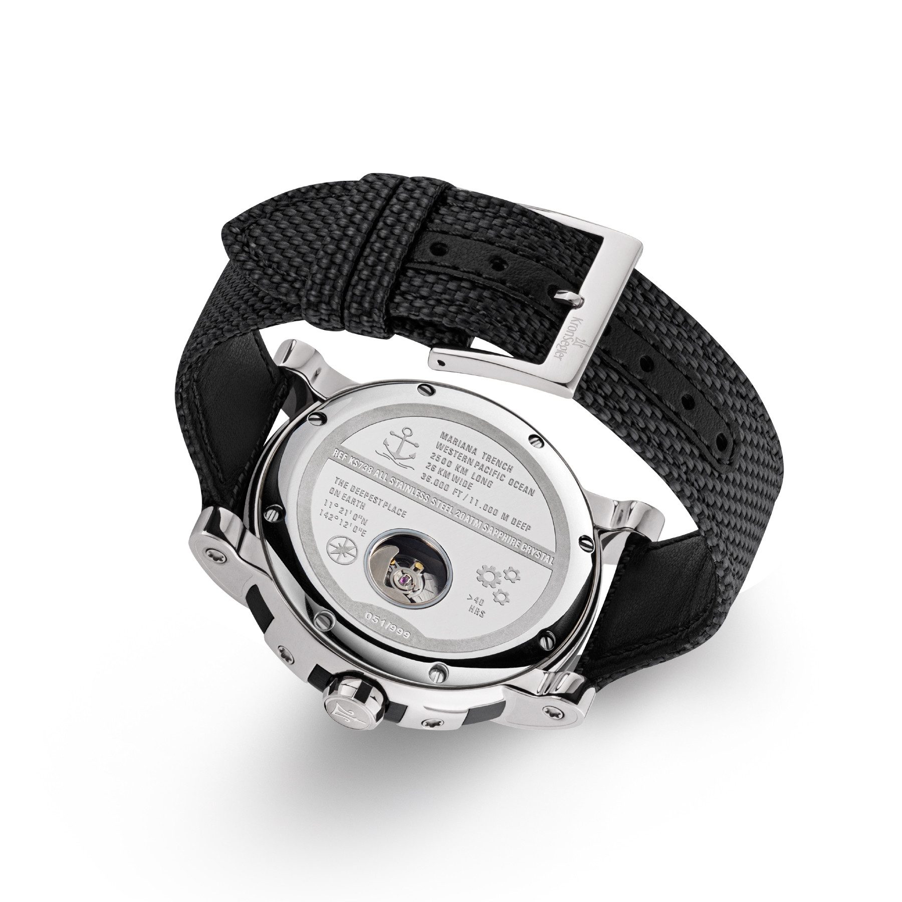 Kronsegler Automatikuhr Mariana Trench Herrenuhr 20 ATM wasserdicht, mit verschraubter Krone und Saphirglas