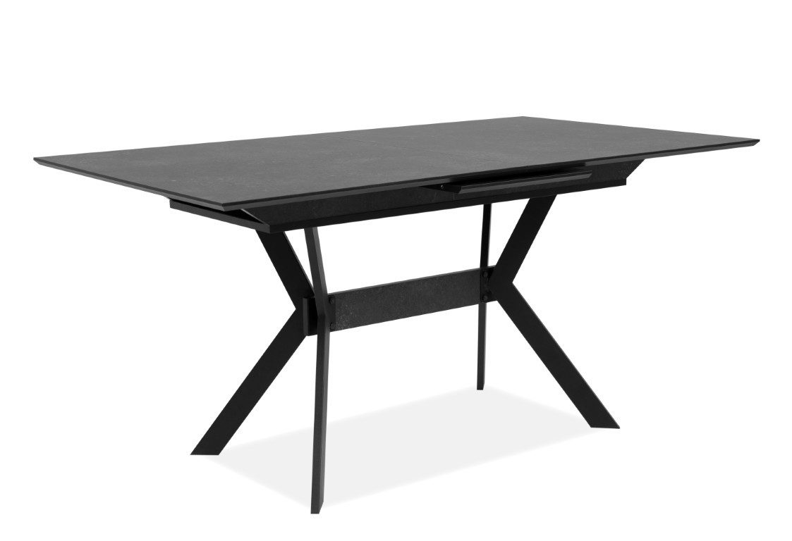 Finori Esstisch Esstisch Haro, Ausziehtisch, 160(200)x90, Stein dunkel / schwarz (No-Set), cm