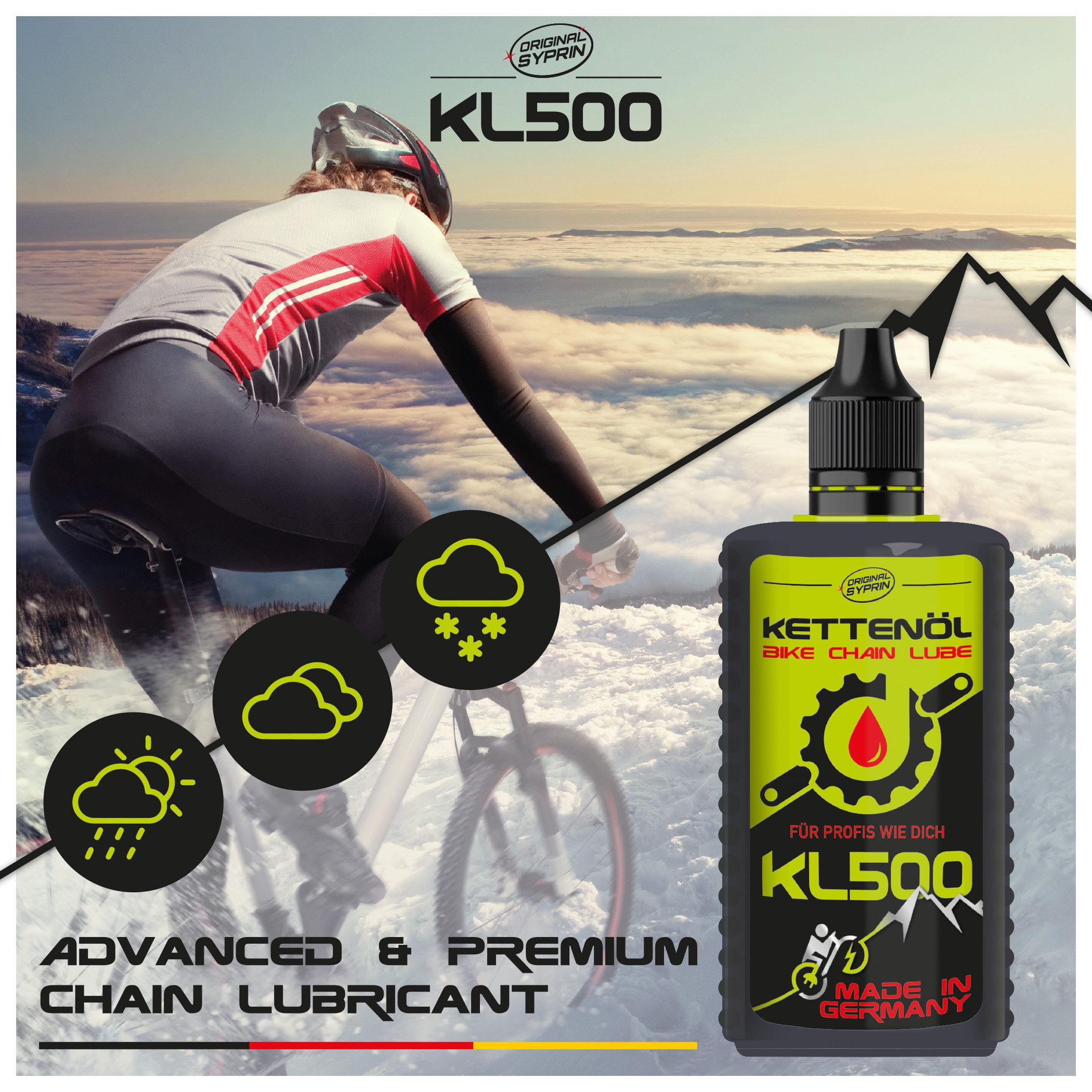 Original Syprin Kettenöl Fahrrad, Kettenöl für E-Bike, MTB & Rennrad Premium Qualität, (Fahrrad Kettenöl Für alle Ebike, Mountainbike, Rennrad Kette, 1-St)