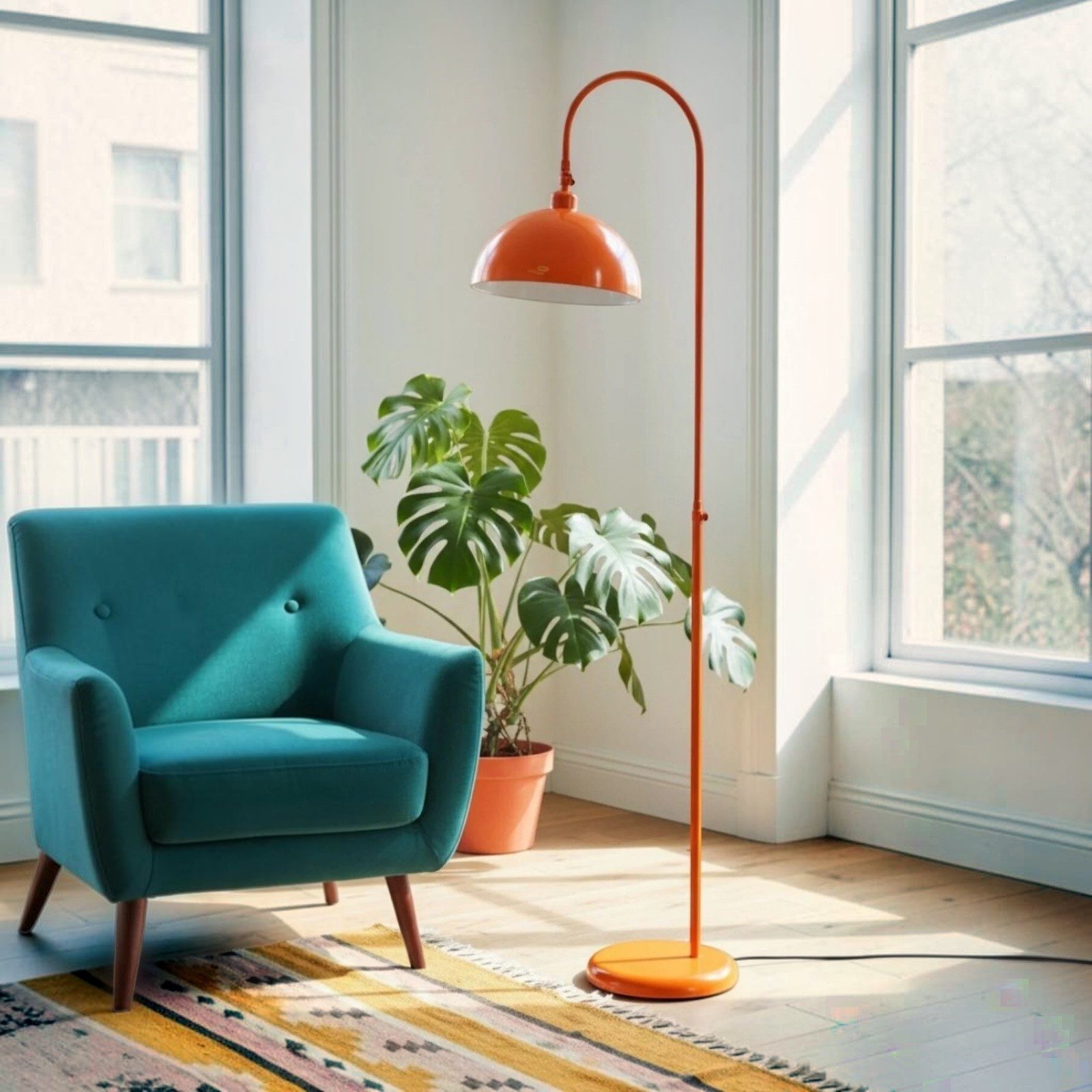 Bamyum Stehlampe Moderne Stehlampe aus Metall mit E27, verstellbarer Lampenschirm, ohne Leuchtmittel, E27, verstellbarer Lampenschirm, Stehluchte mit Ablage