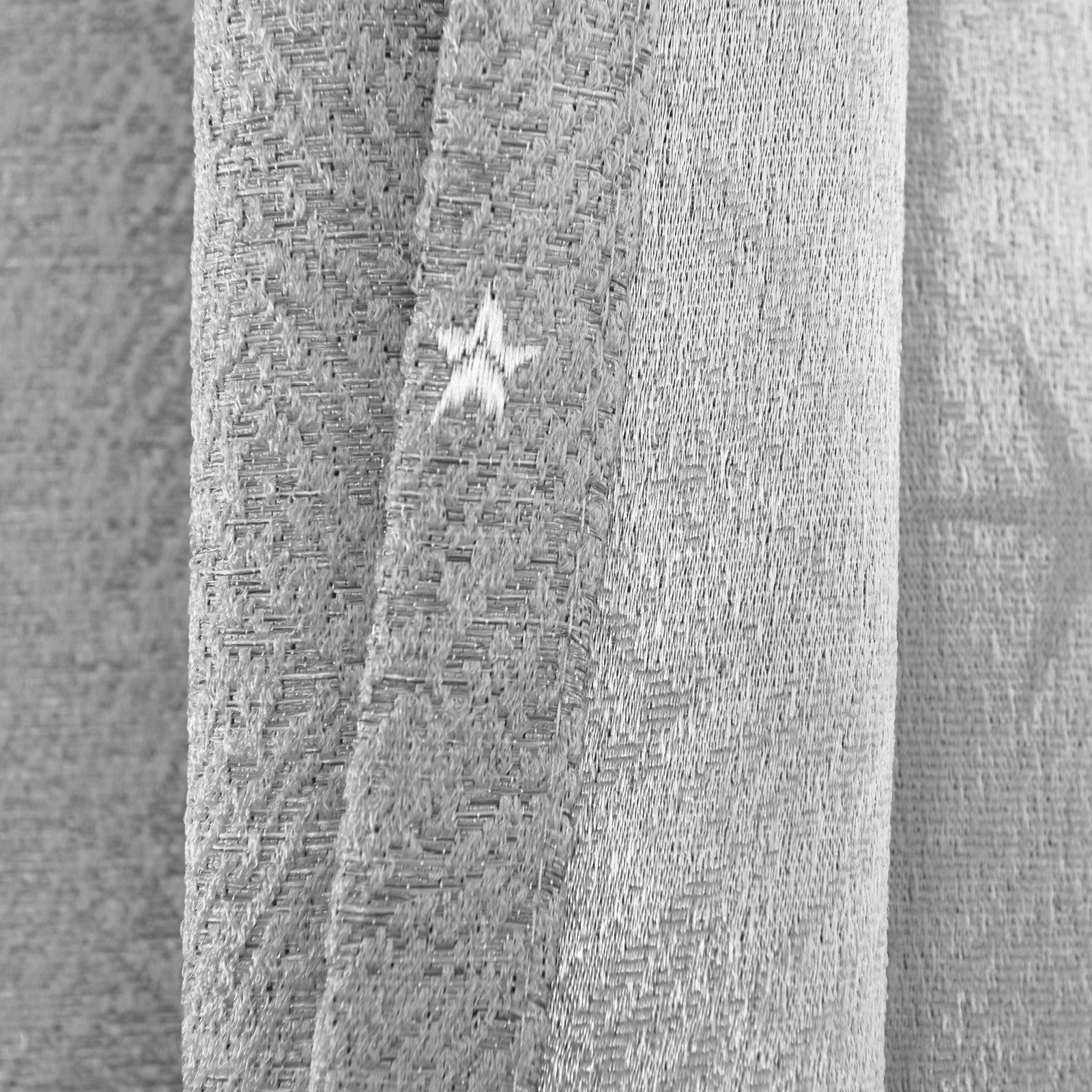 Gardine Stern Stickerei Vorhang mit für Küchengardinen Grau Ösen, 1/2 Langstore, Wohnzimmer Leinenvorhang, Panels, Schlafzimmer Lichtblockierend St), (1 Sunicol
