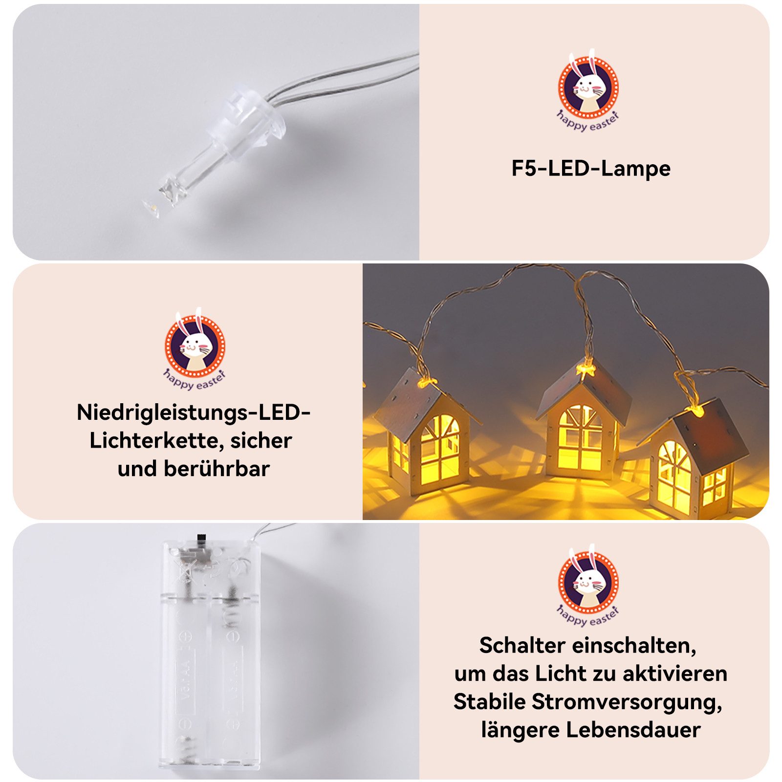Quntis LED-Lichterkette 150cm Lichterkette Licht Deko Geschenk batteriebetrieben, 1,5 Meter Lichterkette Warmweiß für Innen/Außen Hausbett Bunt Deko