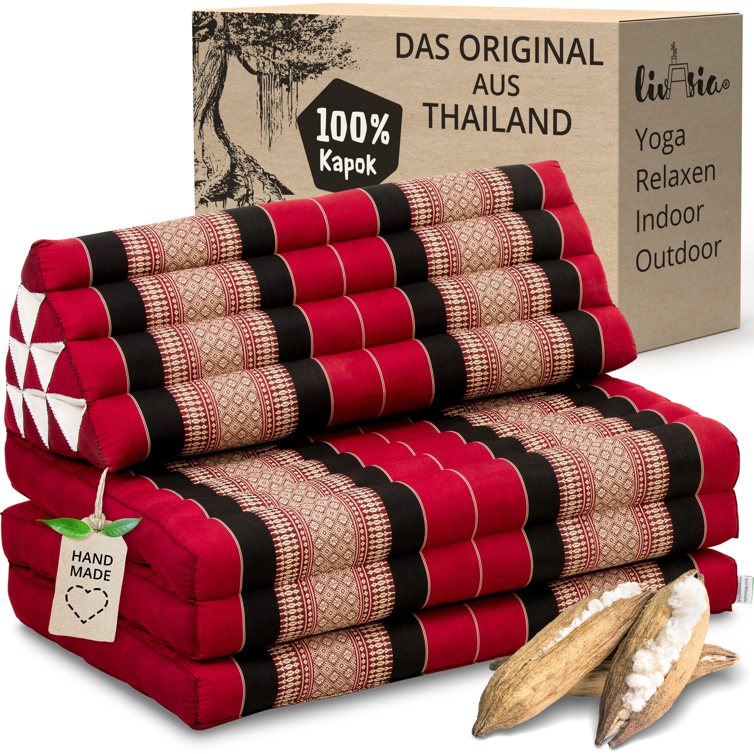 livasia Sitzsack Thaikissen XXL breit, vegan und handgefertigt, 190x80x8cm, Kapok
