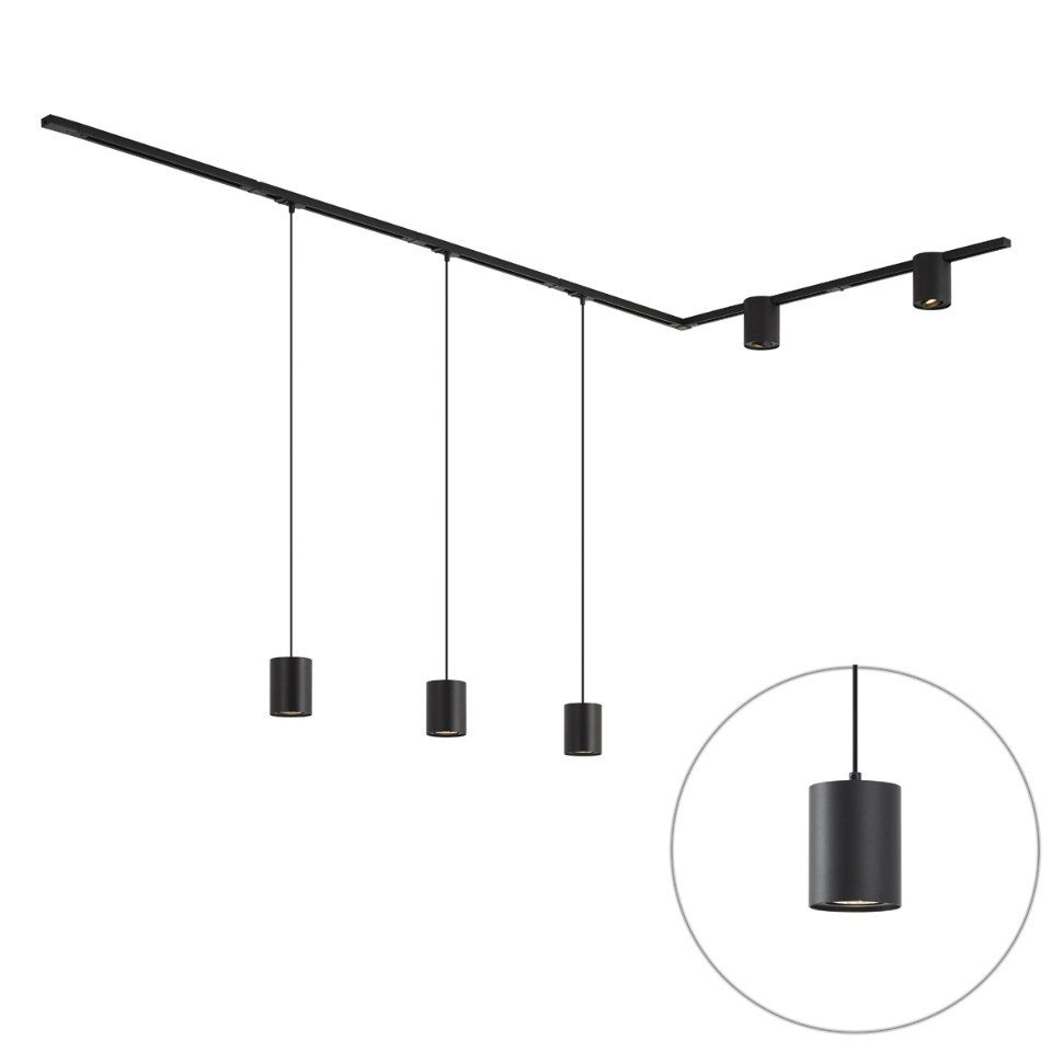 Qazqa Schienensystem-Sets Iconic holt rondoo up, ohne Leuchtmittel, Kaltweiß, QAZQA Schienen­leuchte, gu10, Schwarz, Aluminium, Modern