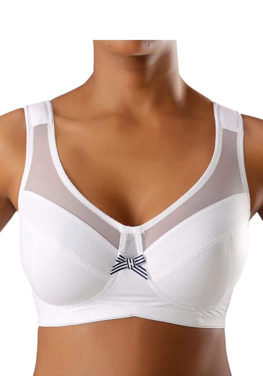 petite fleur by Lascana Entlastungs-BH, BH ohne Bügel, bügelloser BH, Komfort-BH (Packung, 2 Stück) mit breiten, wattierten Trägern, große Größen, bequemer BH – Bild 3 von 5