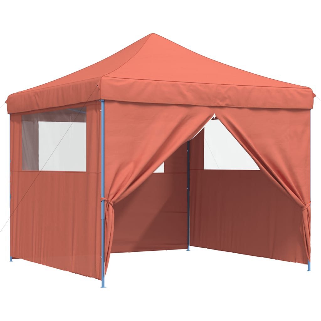 Pavillon Partyzelt Faltbar Pop-Up mit 4 Seitenteilen Terrakottarot Pavillon