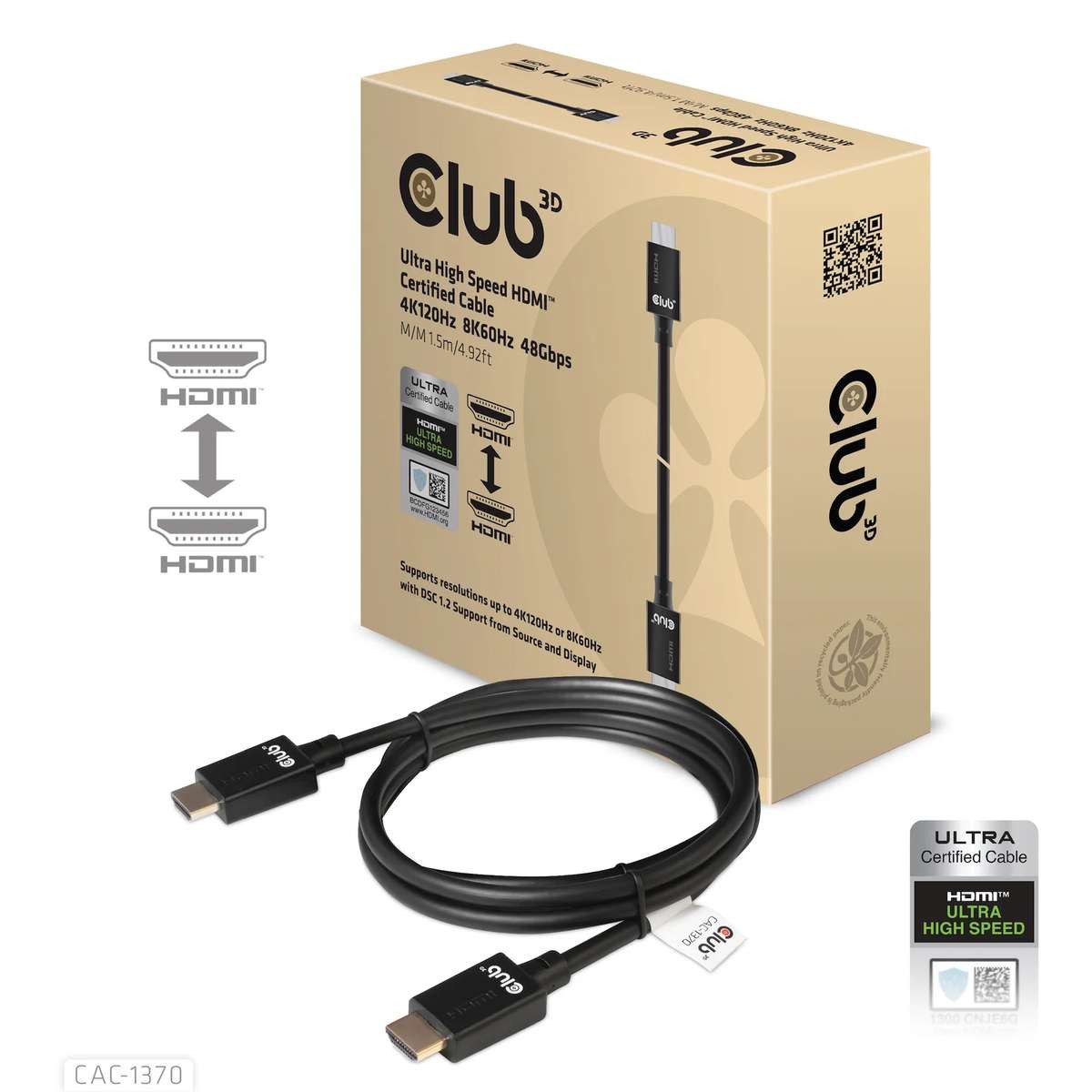 CLUB3D CLUB3D Ultra High Speed HDMI 4K120Hz, 8K60Hz Certified Cable 48Gbps HDMI-Kabel