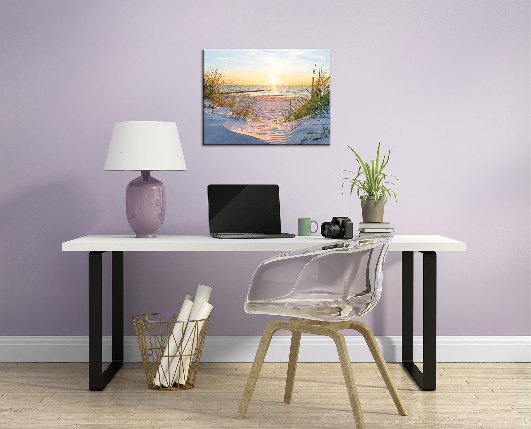 Bönninghoff Leinwandbild Wandbild STRAND 46x61 cm – Leinwandbild Keilrahmen Deko modern, Bilder vom Sonnenuntergang & -aufgang, Landschaft, Landschaften, Meer,  – Bild 5 von 5