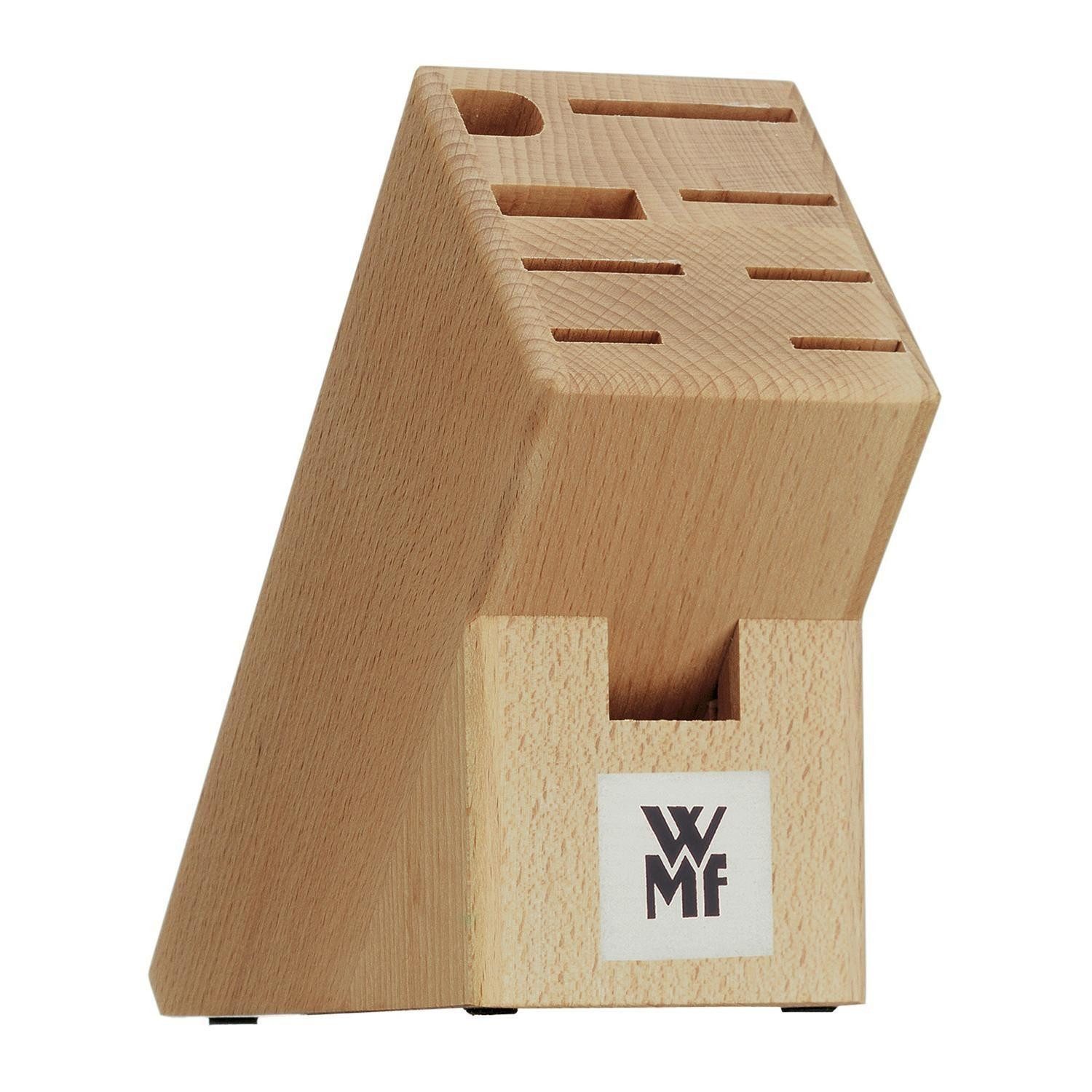 WMF Messerblock NEW SHAPE, Unbestückt, Braun, Buchenholz, für 6 Messer, Messerschleifer, Schere, B 9,2 x H 25,5 x T 15,8 cm