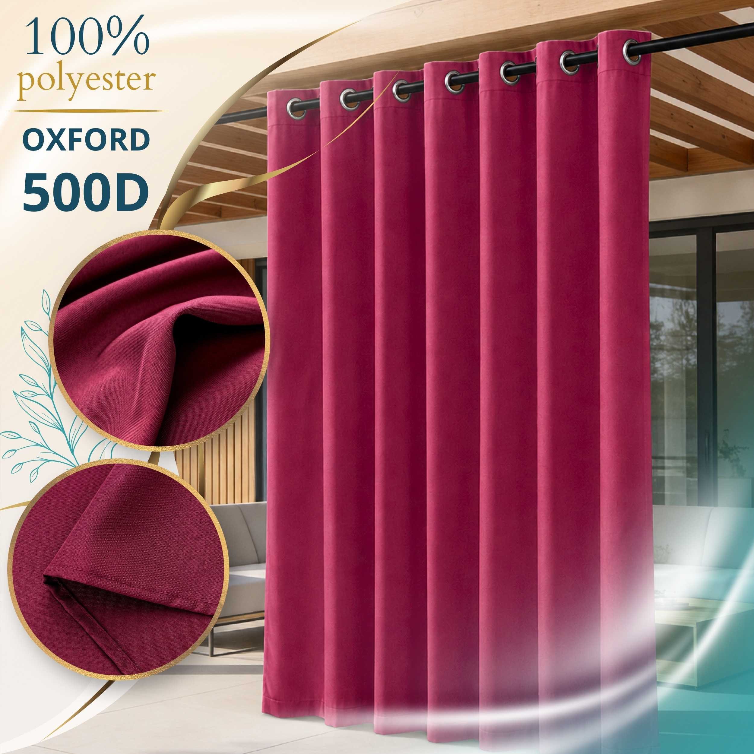 Lantigo Outdoorvorhang Wasserdichter Gartenvorhang mit Ösen und Raffhalter – Sichtschutz (1 St), Ösen, OXFORD 500D, für Terrasse, Pergola, Pavillon und Balkon im Außenbereich