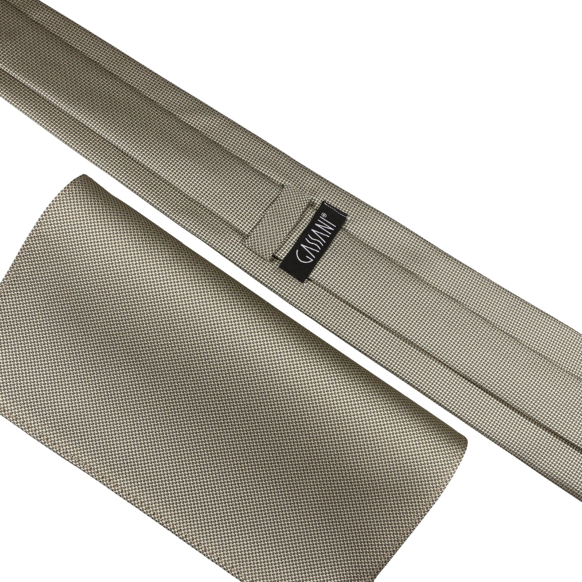 GASSANI Krawatte Hochzeitskrawatte Festlich, Herren-Krawatte Hochzeit Schlips zum Sakko (Set, 3-St., Krawattenset, mit Einstecktuch, Manschettenknöpfe) Breit (8cm), Grid, Klein-Kariert, Pique, Fein Karo, Matt, Seide-Touch