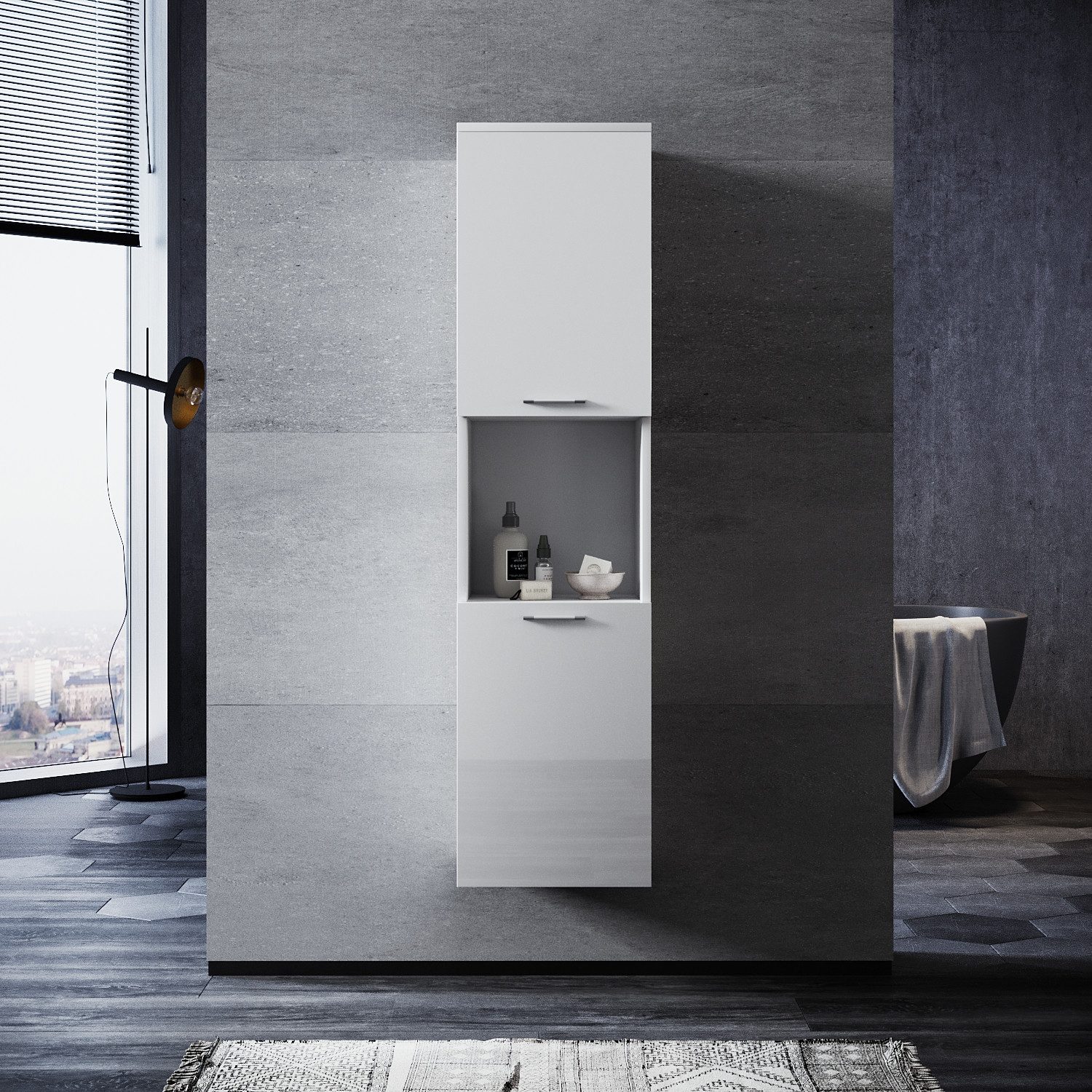 SONNI Hochschrank Wasserdichter Badezimmerschrank in Weiß, günstig online kaufen