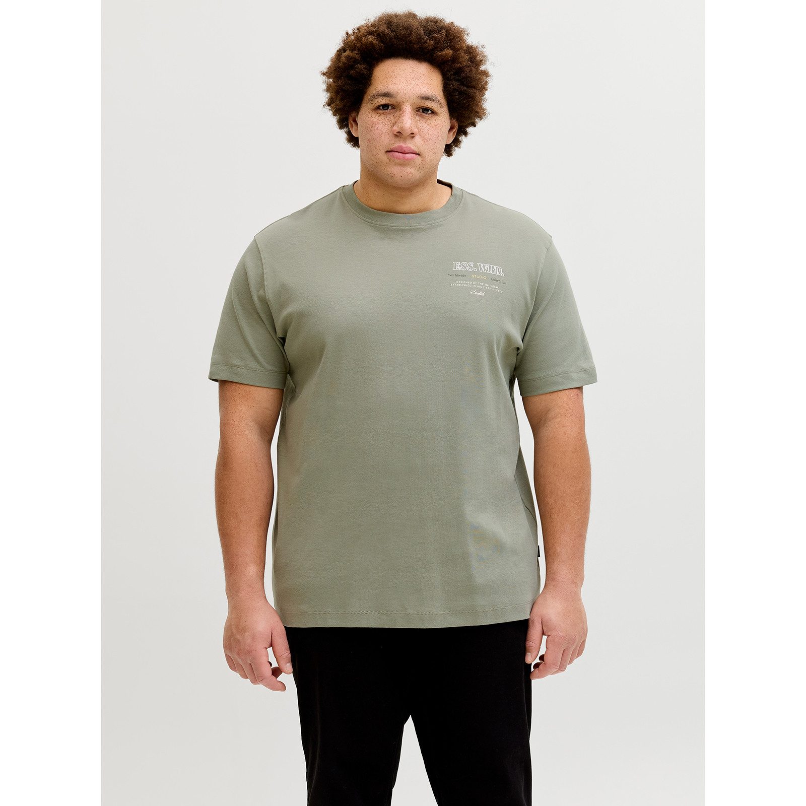 Jack & Jones Rundhalsshirt Jack&Jones Übergrößen T-Shirt Print oliv JJEURBAN – Bild 5 von 5