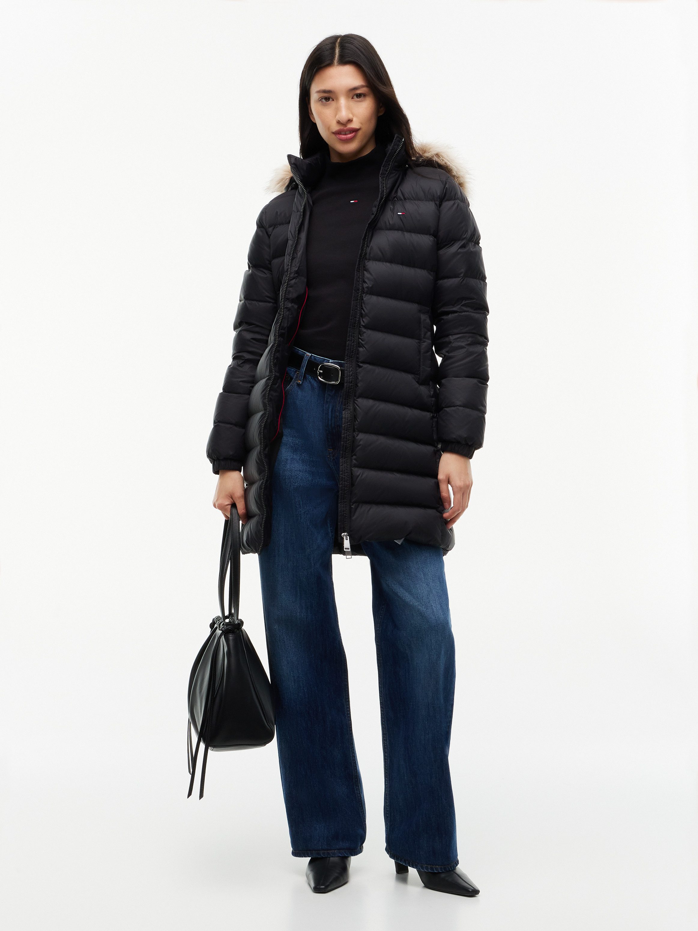 Tommy Jeans Steppmantel TJW ESSENTIAL HOODED DOWN COAT Kunstfaser