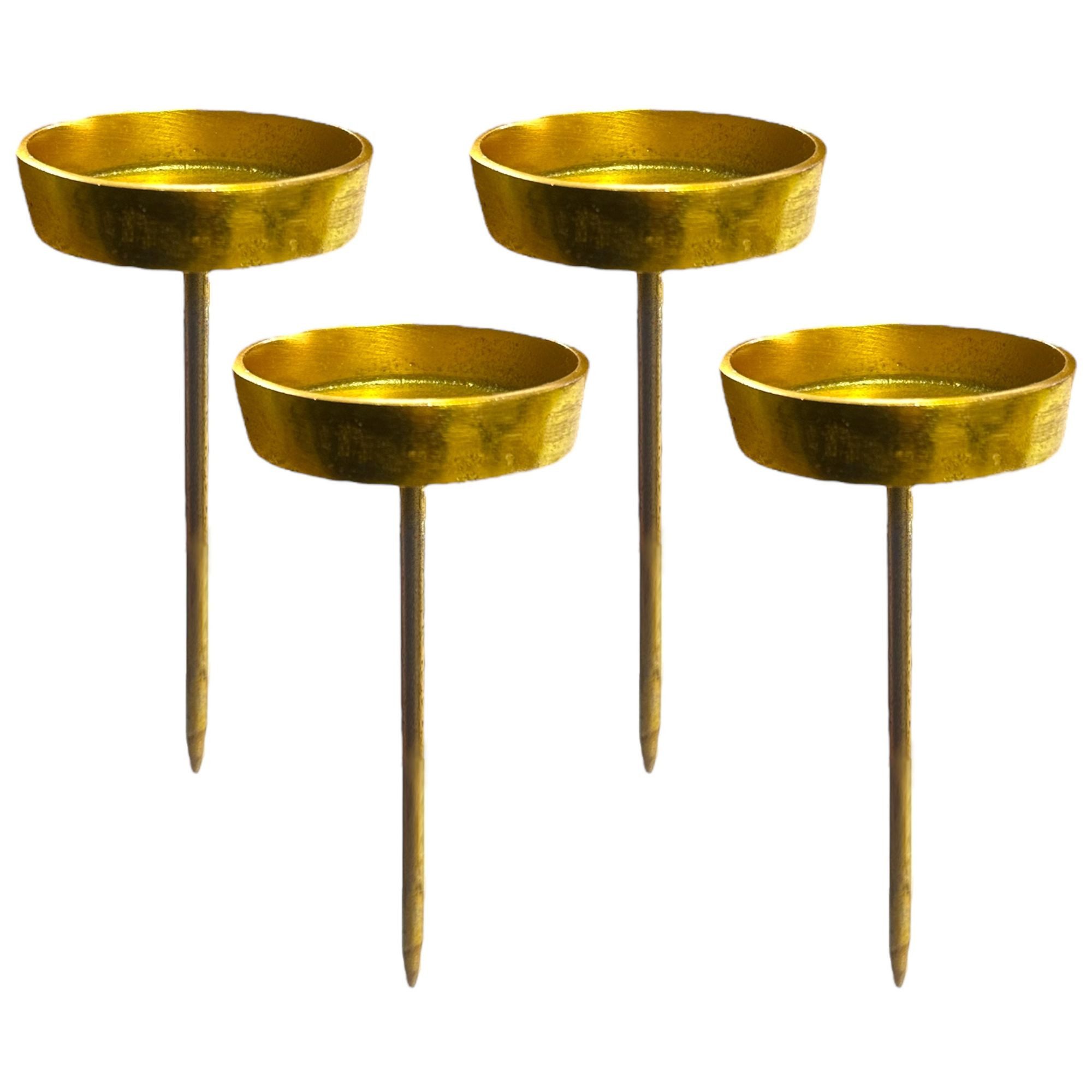 naninoa GmbH Adventsleuchter Aluminium Kerzenpick 4er Set, Kerzenhalter Kerzenteller Ø 6,5cm Gold