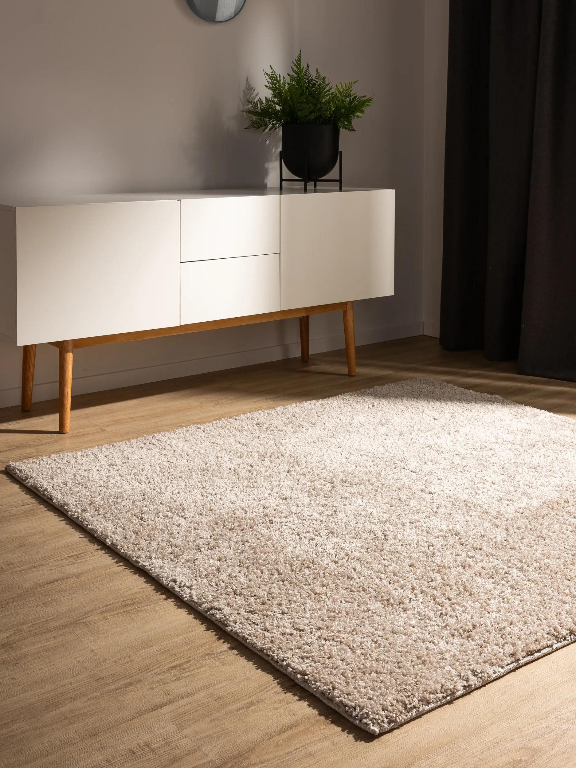 benuta Hochflor-Teppich Soho, quadratisch, Höhe: 31 mm, Teppich Wohnzimmer, Schlafzimmer, Esszimmer, Rutschfest, Waschbar